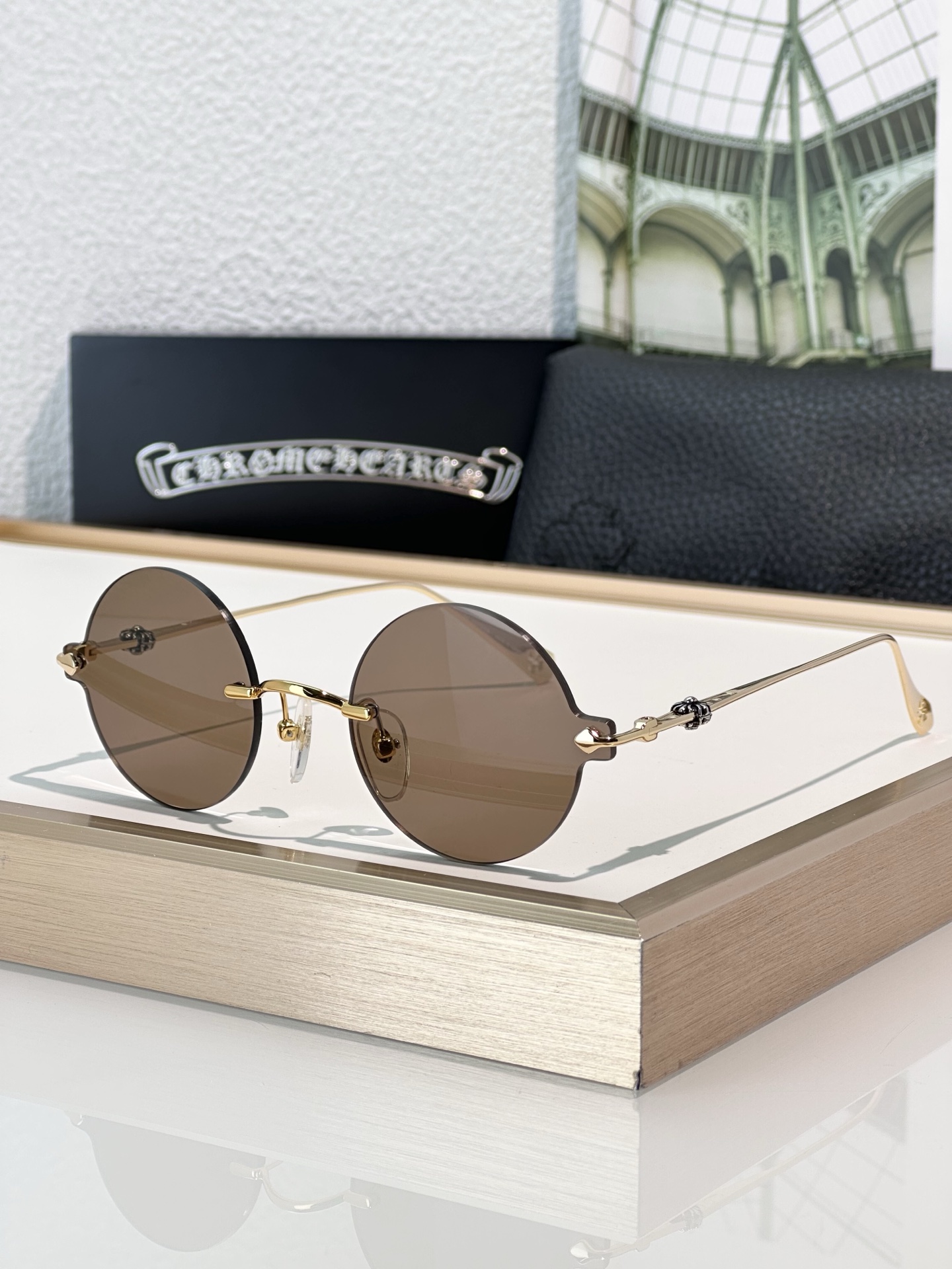 Chrome Hearts CH5712 Round Blue Lens Sunglasses - 50mm Eye Size 3 i1737459640083 420 0 2