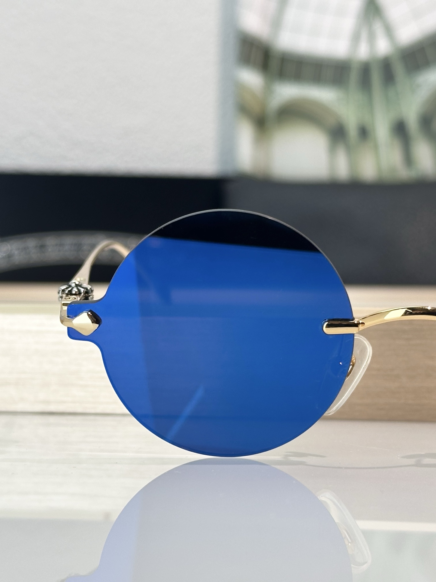 Chrome Hearts CH5712 Round Blue Lens Sunglasses - 50mm Eye Size 6 i1737459640292 6619 0 5