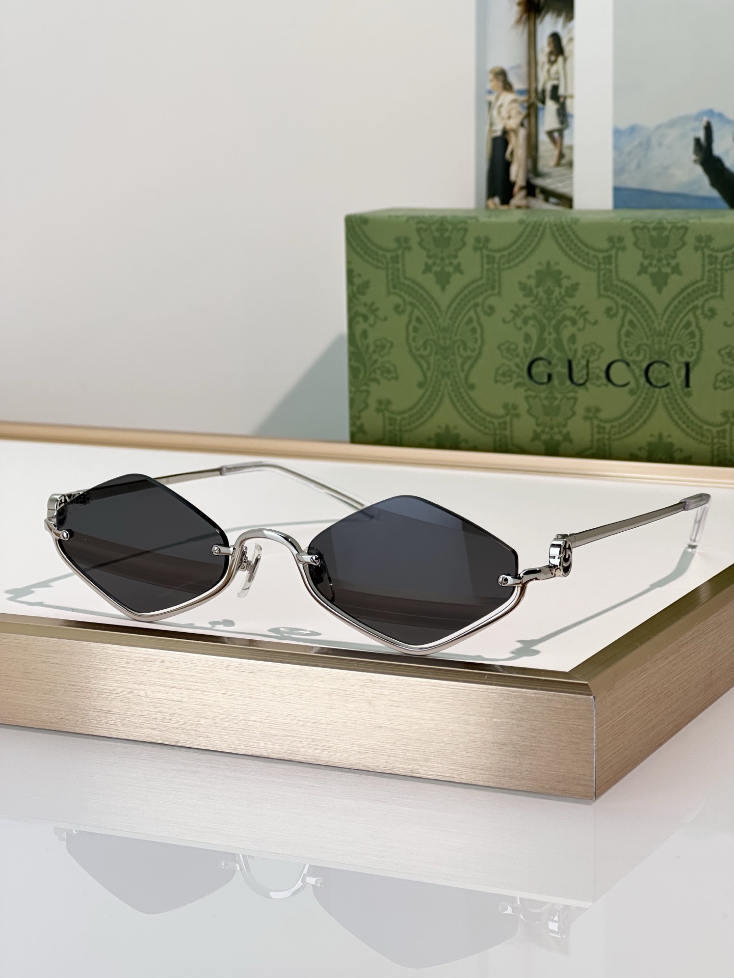 Gucci Rimless Diamond Sunglasses Pink Lens Fashion Designer Shades 1604s 3 i1743234770909 1820 0 2