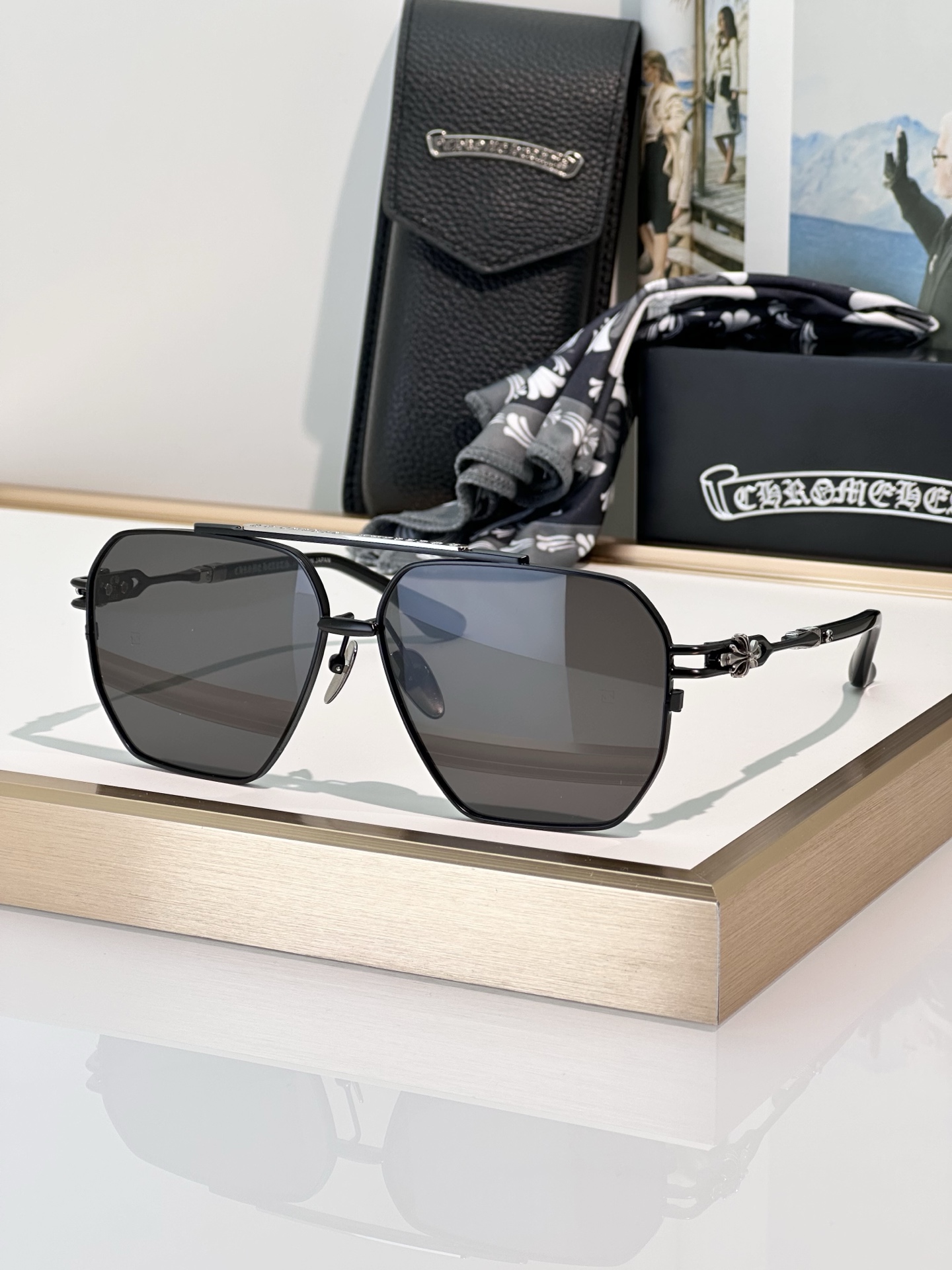 Chrome Hearts Ripping Sunglasses - Aviator Style with Blue Gradient Lenses 7 i1745653032456 5968 0 6