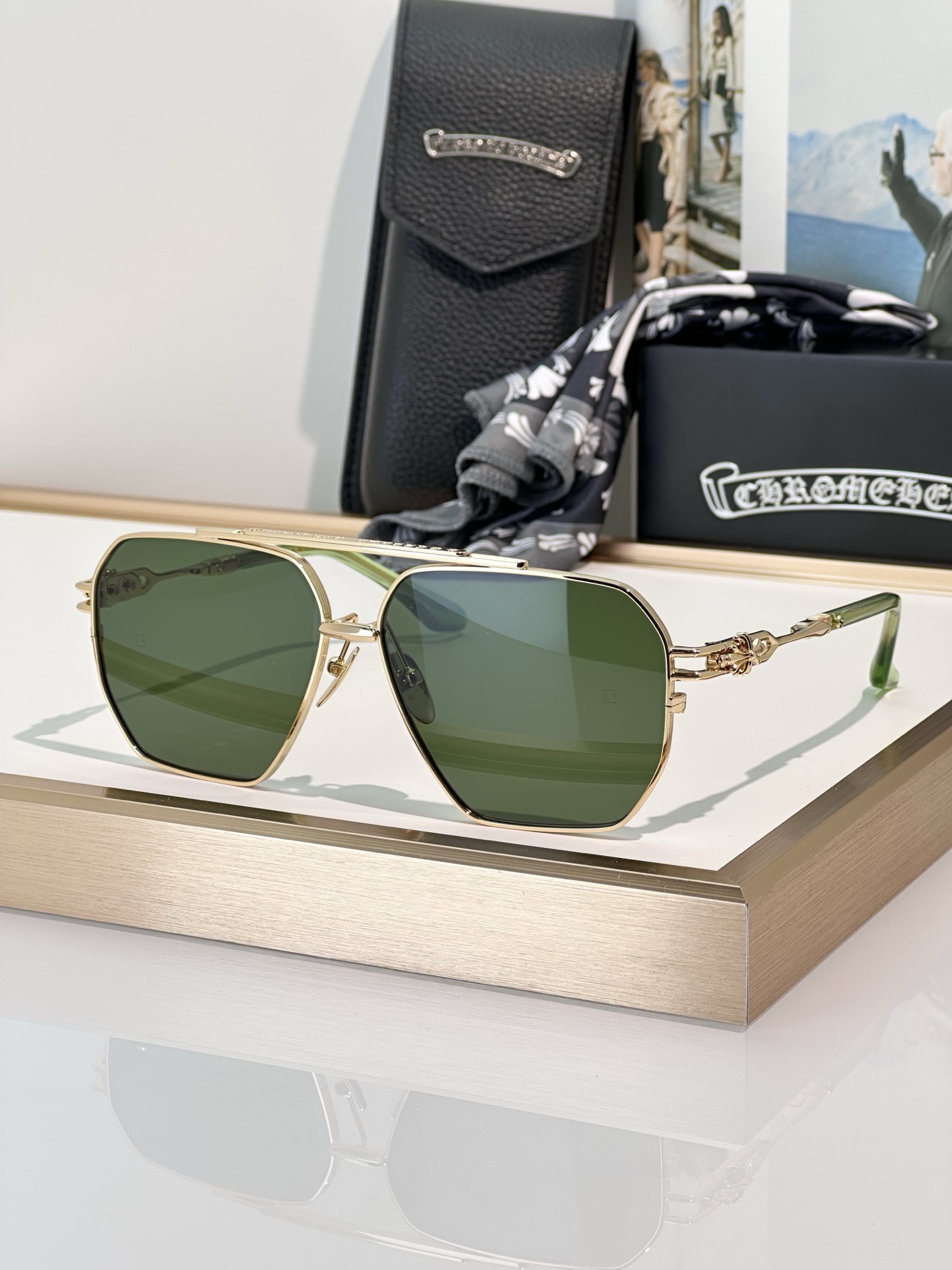 Chrome Hearts Ripping Sunglasses - Aviator Style with Blue Gradient Lenses 5 i1745653032810 3450 0 4