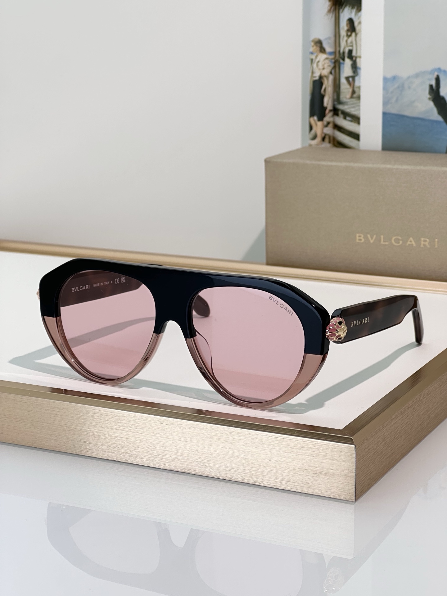 BVLGARI 太阳镜 板材 粉色镜片 灵蛇系列
