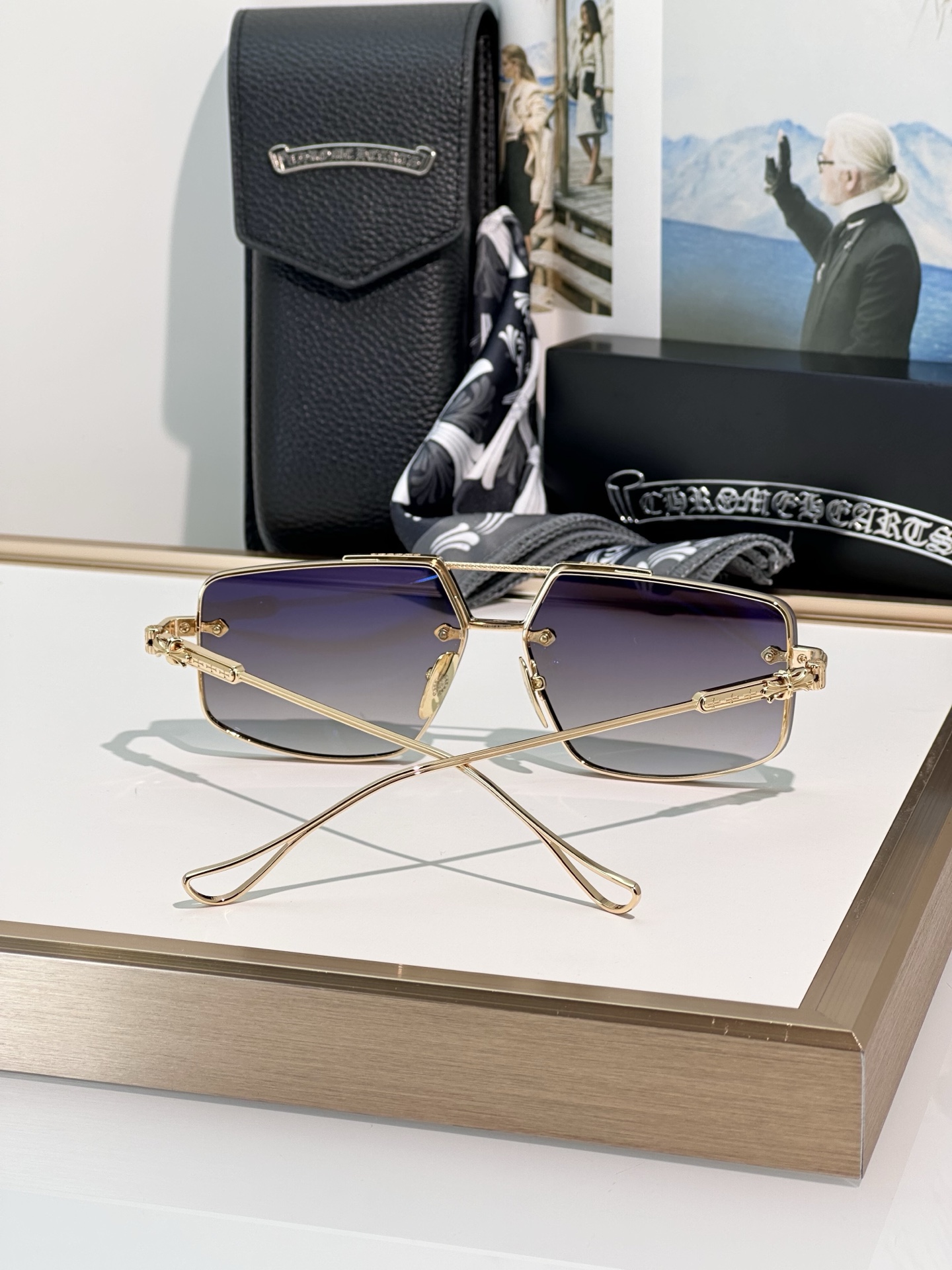 Chrome Hearts LOVEROD Sunglasses - Gold Frame, Gradient Lenses, Luxury Eyewear 9 i1748768077968 6347 0 8