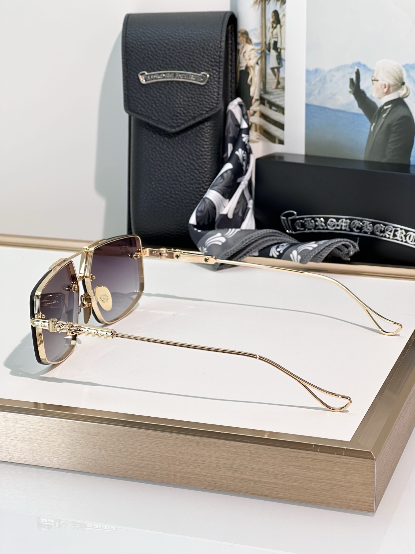 Chrome Hearts LOVEROD Sunglasses - Gold Frame, Gradient Lenses, Luxury Eyewear 8 i1748768080664 941 0 7