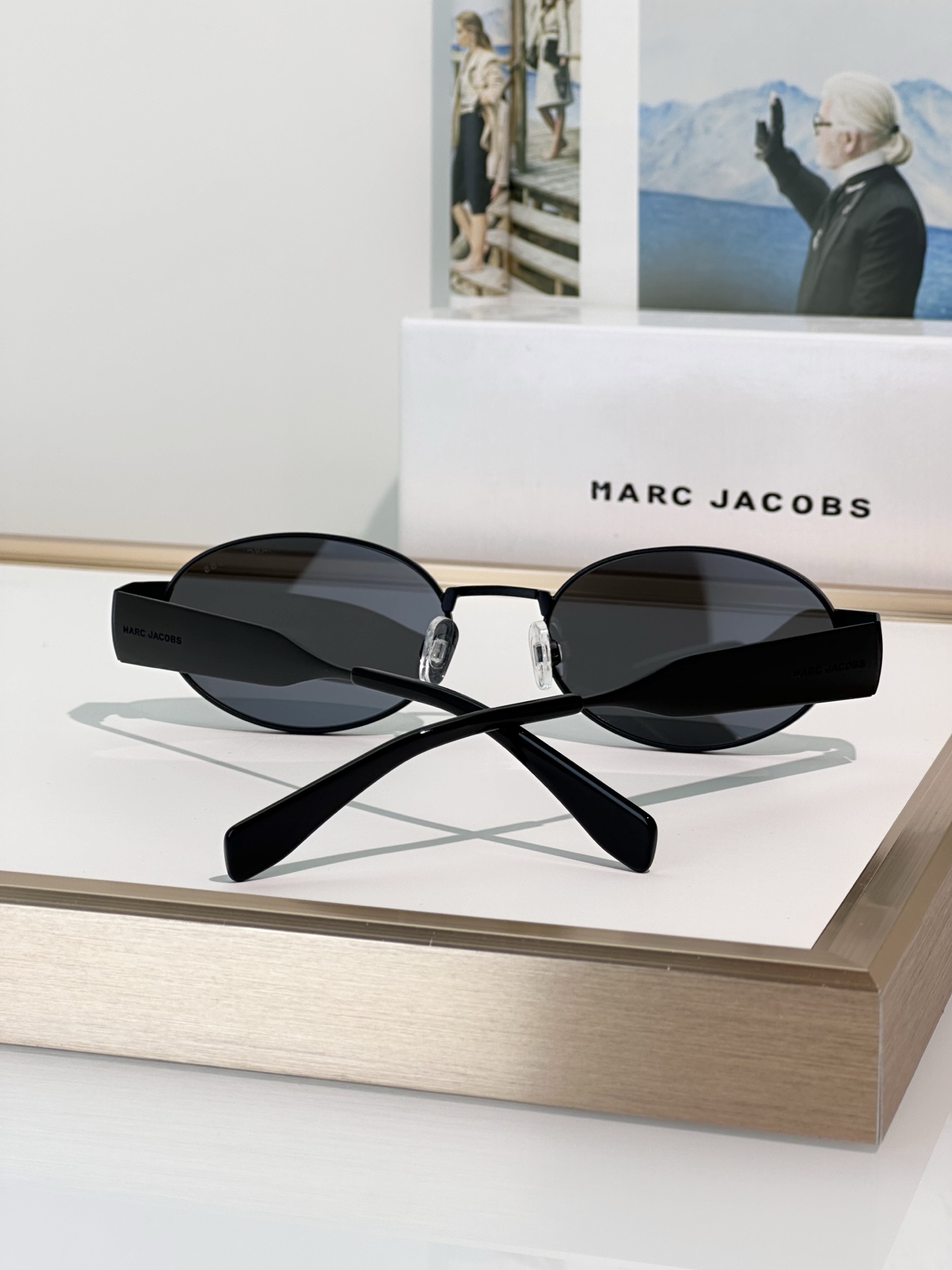 Marc Jacobs MARC806/S Gold-Tone Oval Sunglasses with Black Lenses, 58mm 10 i1749187469055 3829 0 8
