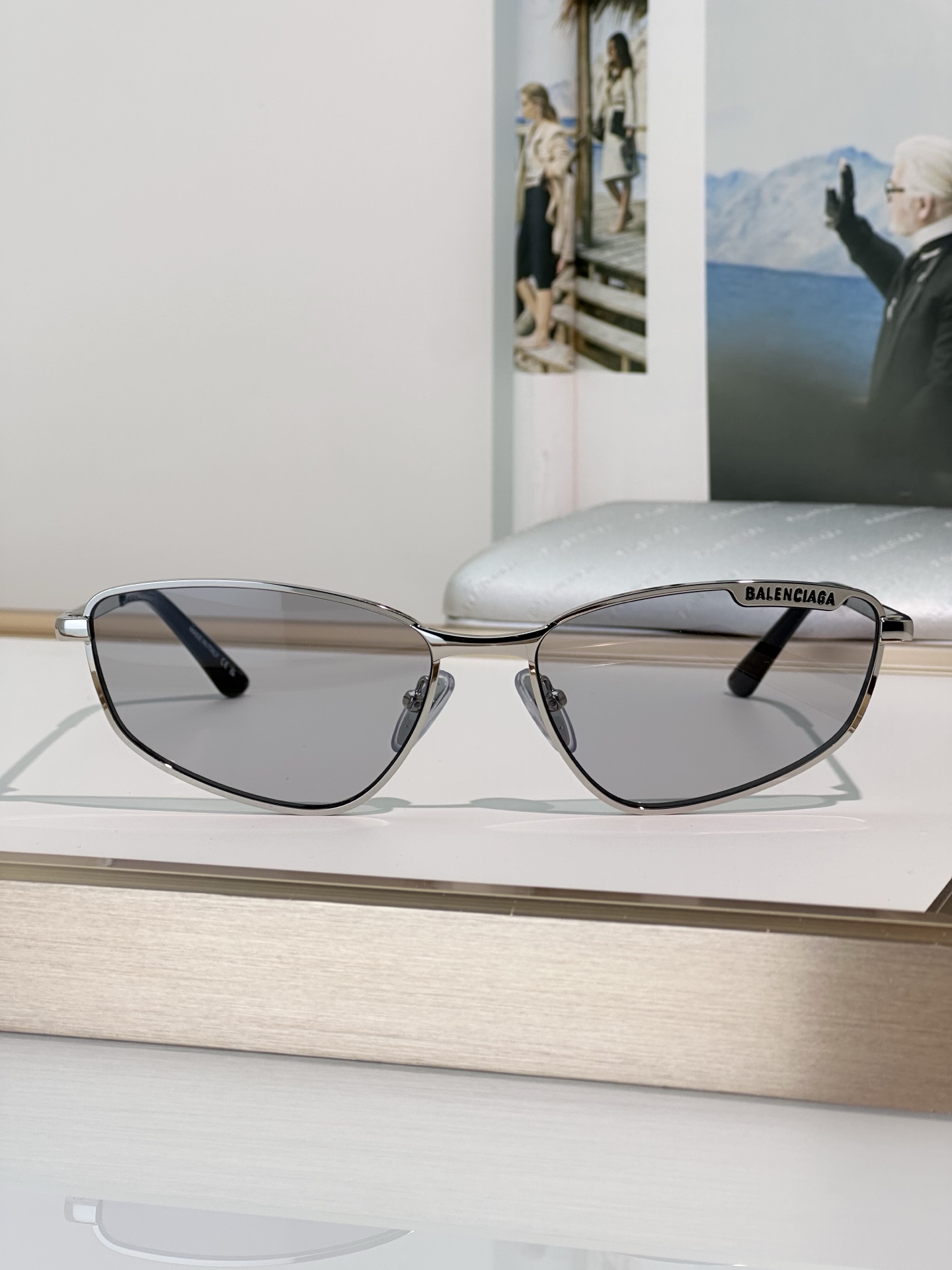 Balenciaga BB0277S Silver Frame Grey Lens Cat Eye Women's Sunglasses 60mm 1 i1749191486151 1816 0 0