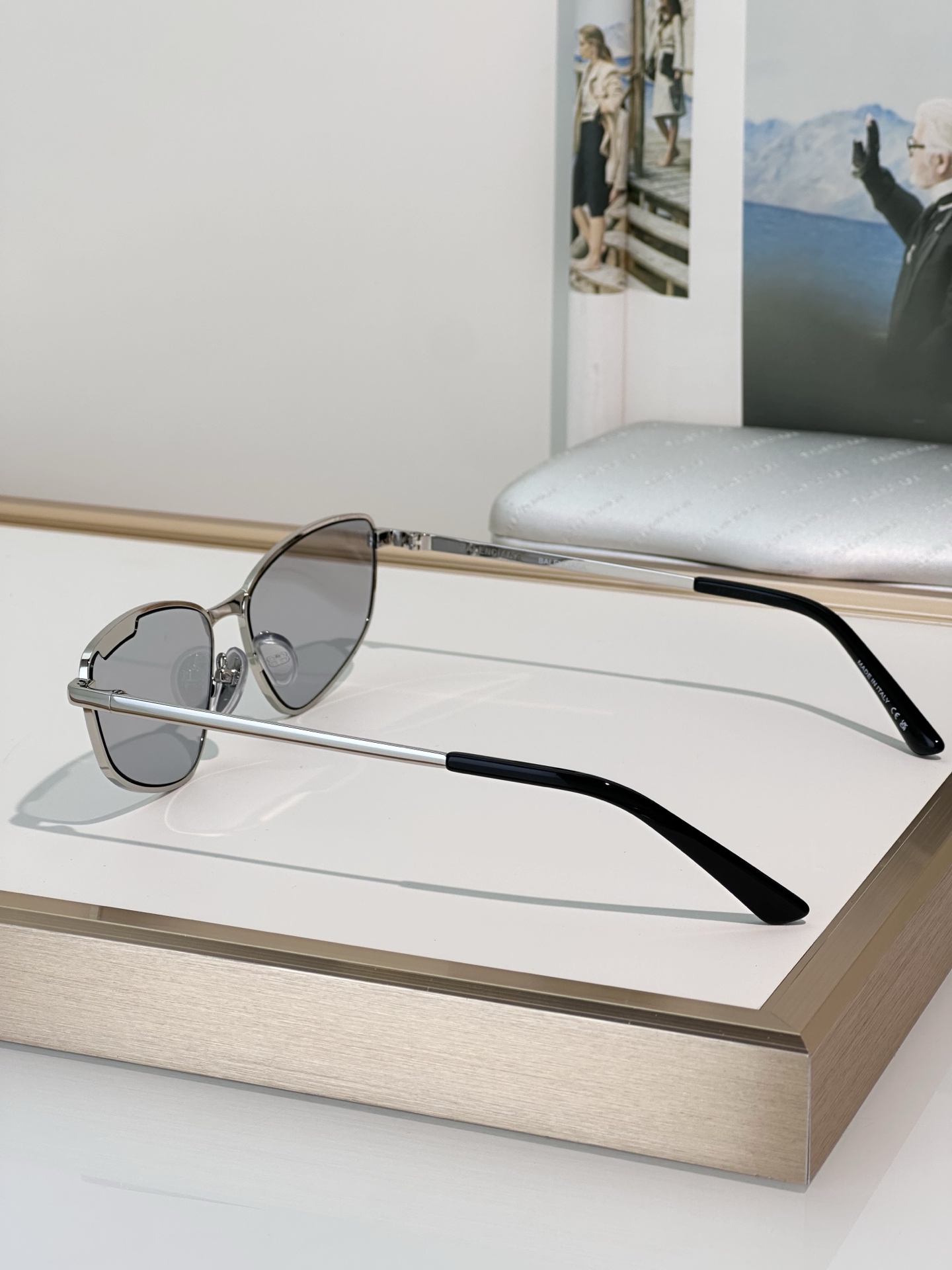 Balenciaga BB0277S Silver Frame Grey Lens Cat Eye Women's Sunglasses 60mm 2 i1749191487687 2287 0 1