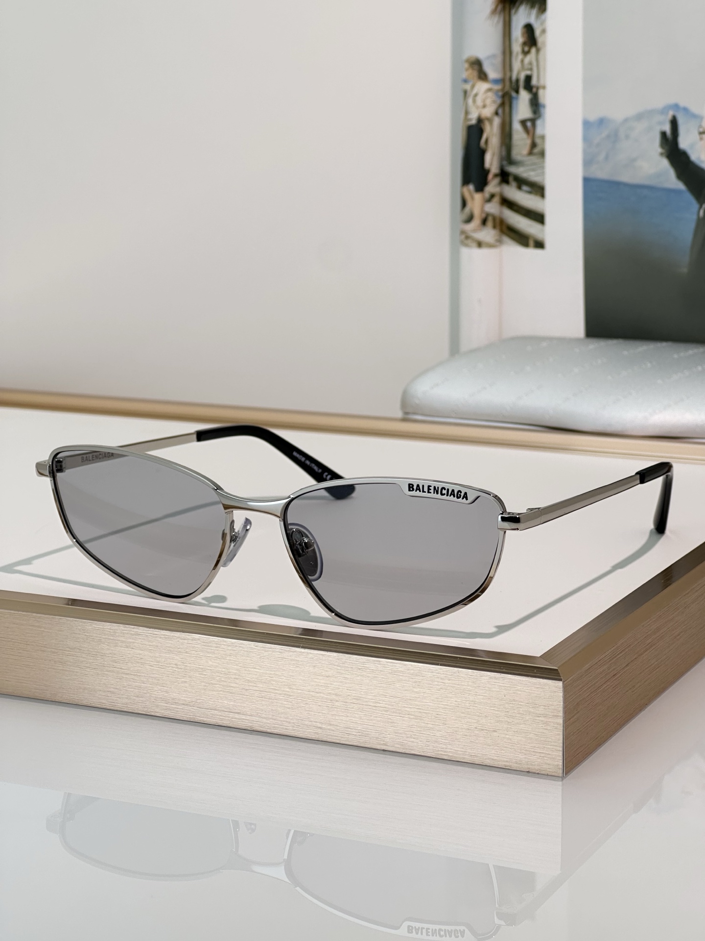 Balenciaga BB0277S Silver Frame Grey Lens Sunglasses | 60mm 1 i1749191498036 681 0 0