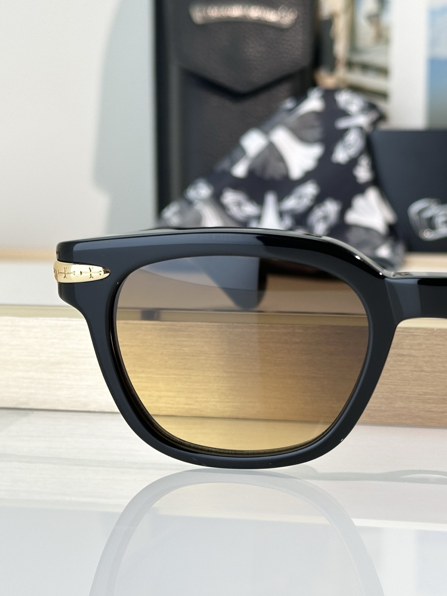 Chrome Hearts DRIPPIN Sunglasses - Black Frame with Gold Accents, 52mm 6 i1749457014043 3021 0 4