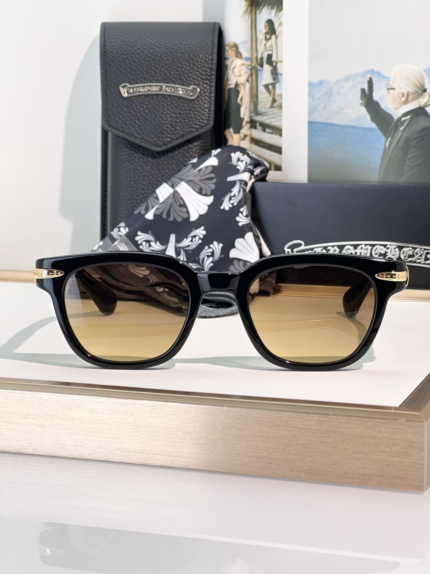 Chrome Hearts DRIPPIN Sunglasses - Black Frame with Gold Accents, 52mm 2 i1749457014184 8036 0 0