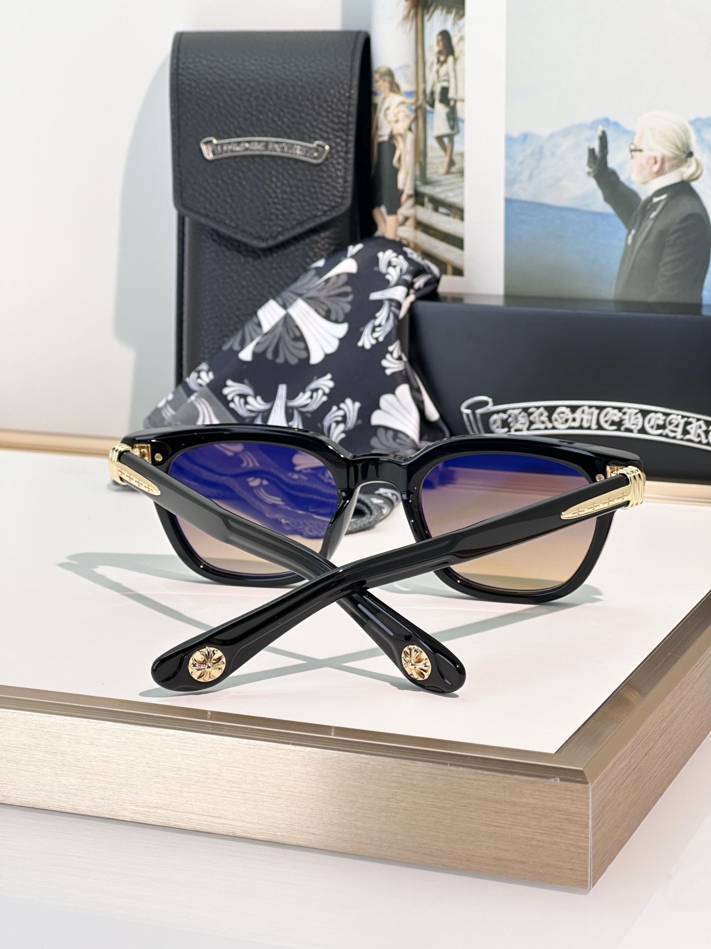 Chrome Hearts DRIPPIN Sunglasses - Black Frame with Gold Accents, 52mm 5 i1749457014250 8960 0 3