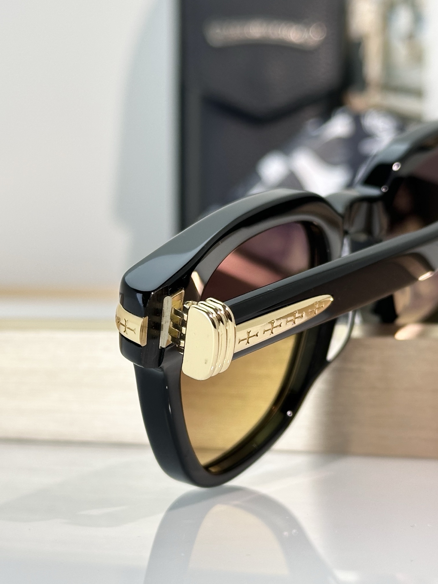 Chrome Hearts DRIPPIN Sunglasses - Black Frame with Gold Accents, 52mm 8 i1749457014453 5745 0 6