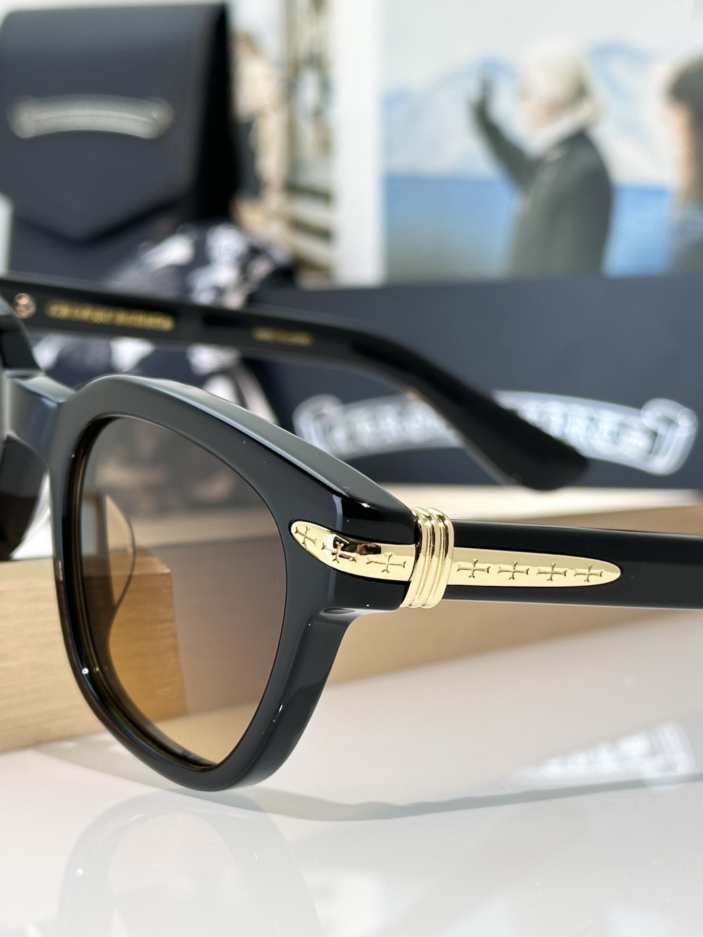 Chrome Hearts DRIPPIN Sunglasses - Black Frame with Gold Accents, 52mm 7 i1749457015554 6380 0 5