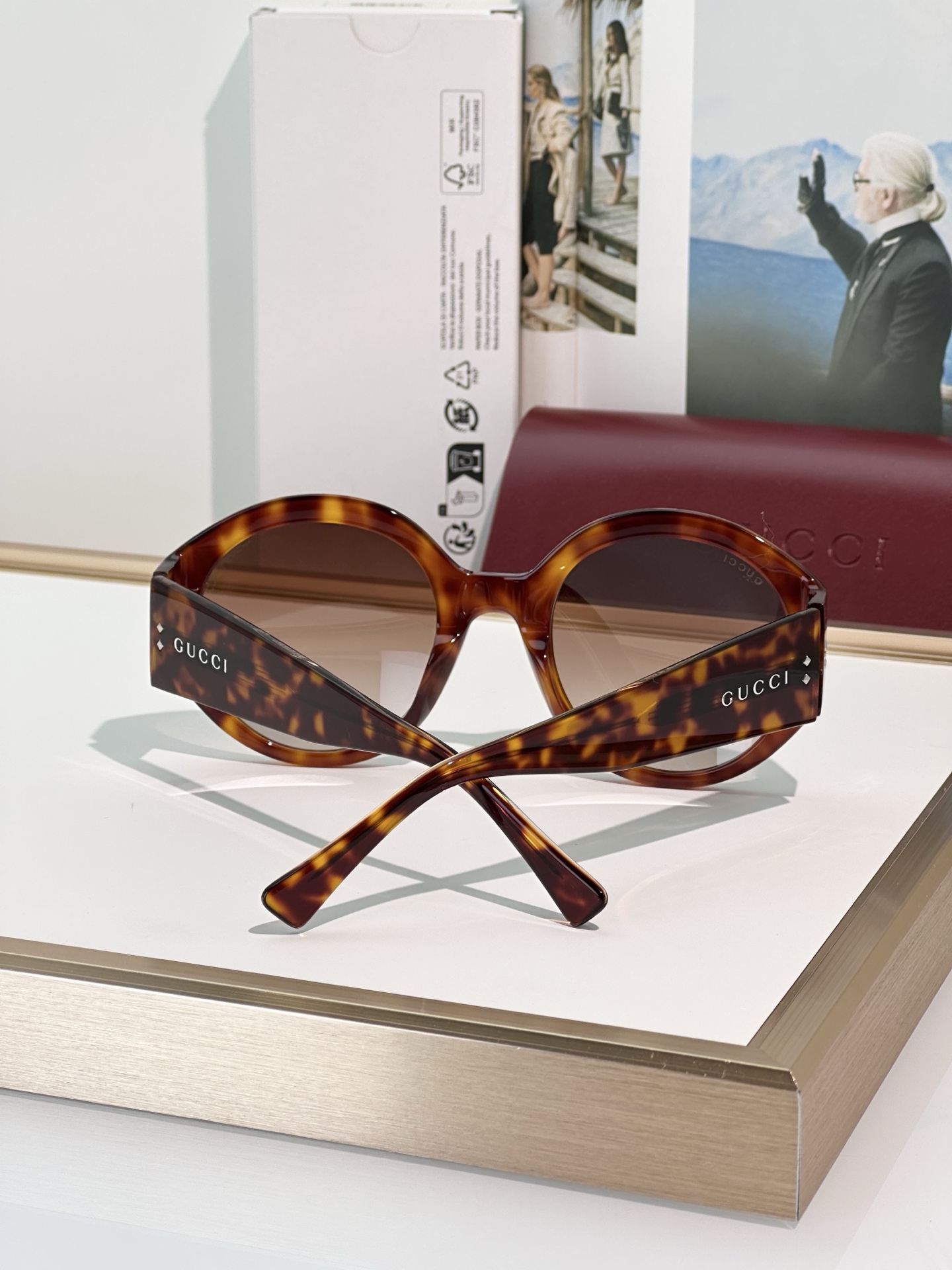Gucci 2014S Oversized Round Sunglasses, Tortoiseshell Frame, Brown Gradient Lenses 10 i1751356842942 515 0 8