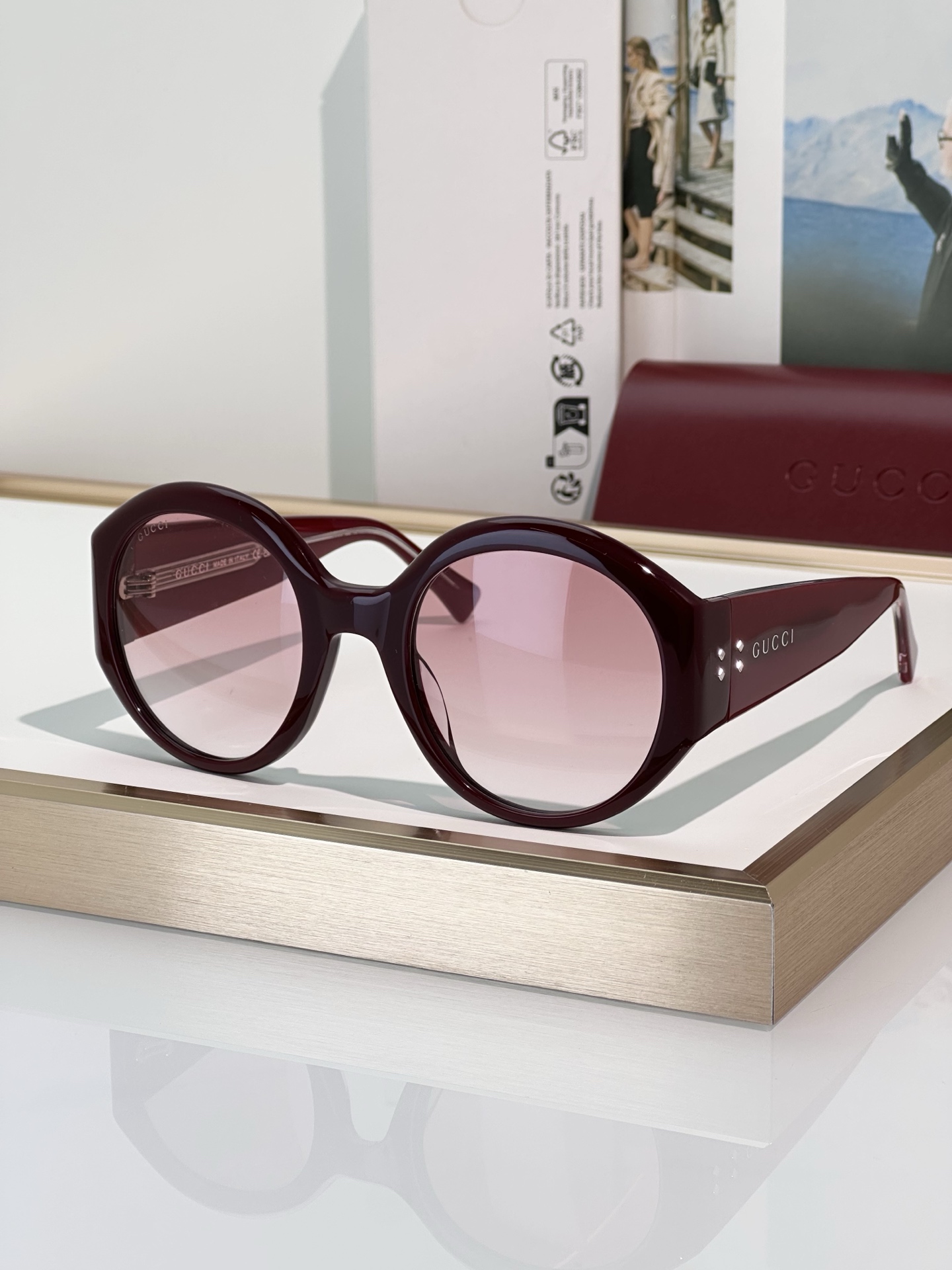 Gucci 2014S Oversized Round Sunglasses, Tortoiseshell Frame, Brown Gradient Lenses 6 i1751356844912 3910 0 4