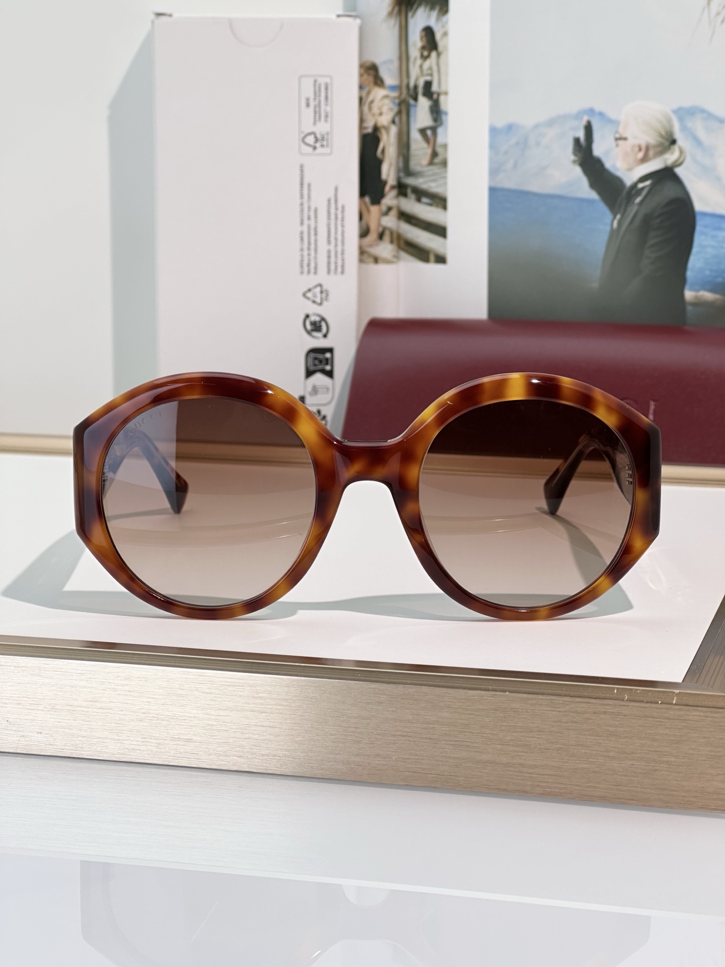 Gucci 2014S Oversized Round Sunglasses, Tortoiseshell Frame, Brown Gradient Lenses 8 i1751356845061 1883 0 6