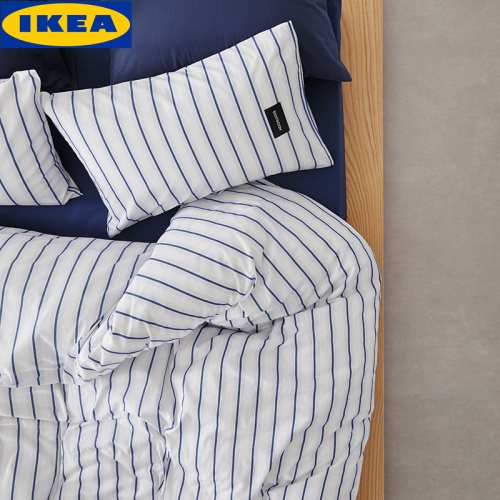 IKEA Minimalist Striped Bedding Set, All-Cotton Duvet Cover with Pillowcases 1 IKEA Minimalist Striped Bedding Set, All-Cotton Duvet Cover with Pillowcases