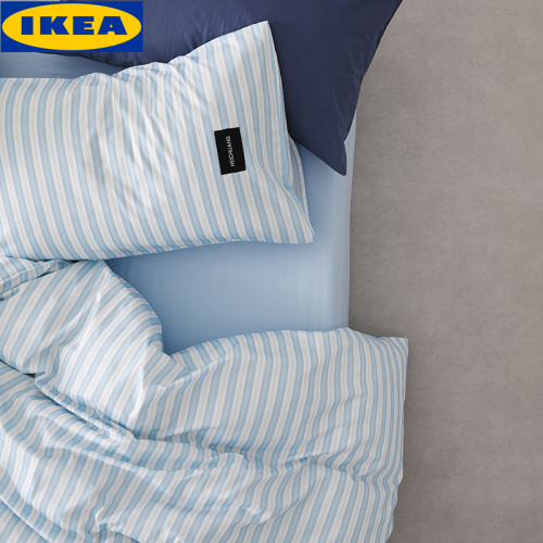 Ikea Blue Striped Cotton Bedding Set, Minimalist Design, Soft and Breathable 1 Ikea Blue Striped Cotton Bedding Set, Minimalist Design, Soft and Breathable