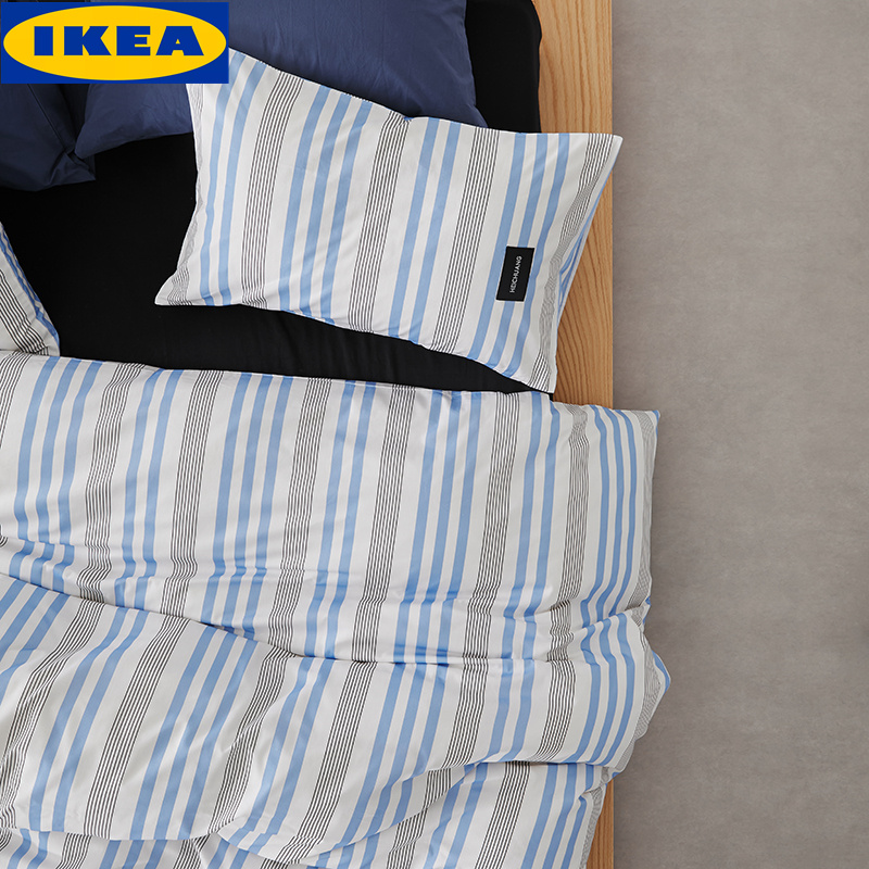 Ikea Blue Striped Cotton Bedding Set - Soft, Breathable & Durable