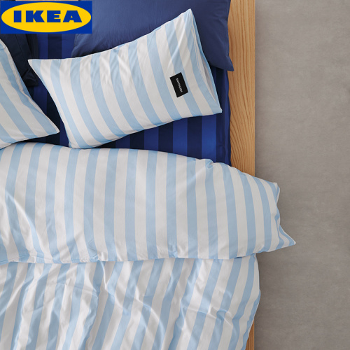 Ikea Home Blue Striped Cotton Bedding Set, Minimalist Style, Soft and Breathable 1 Ikea Home Blue Striped Cotton Bedding Set, Minimalist Style, Soft and Breathable