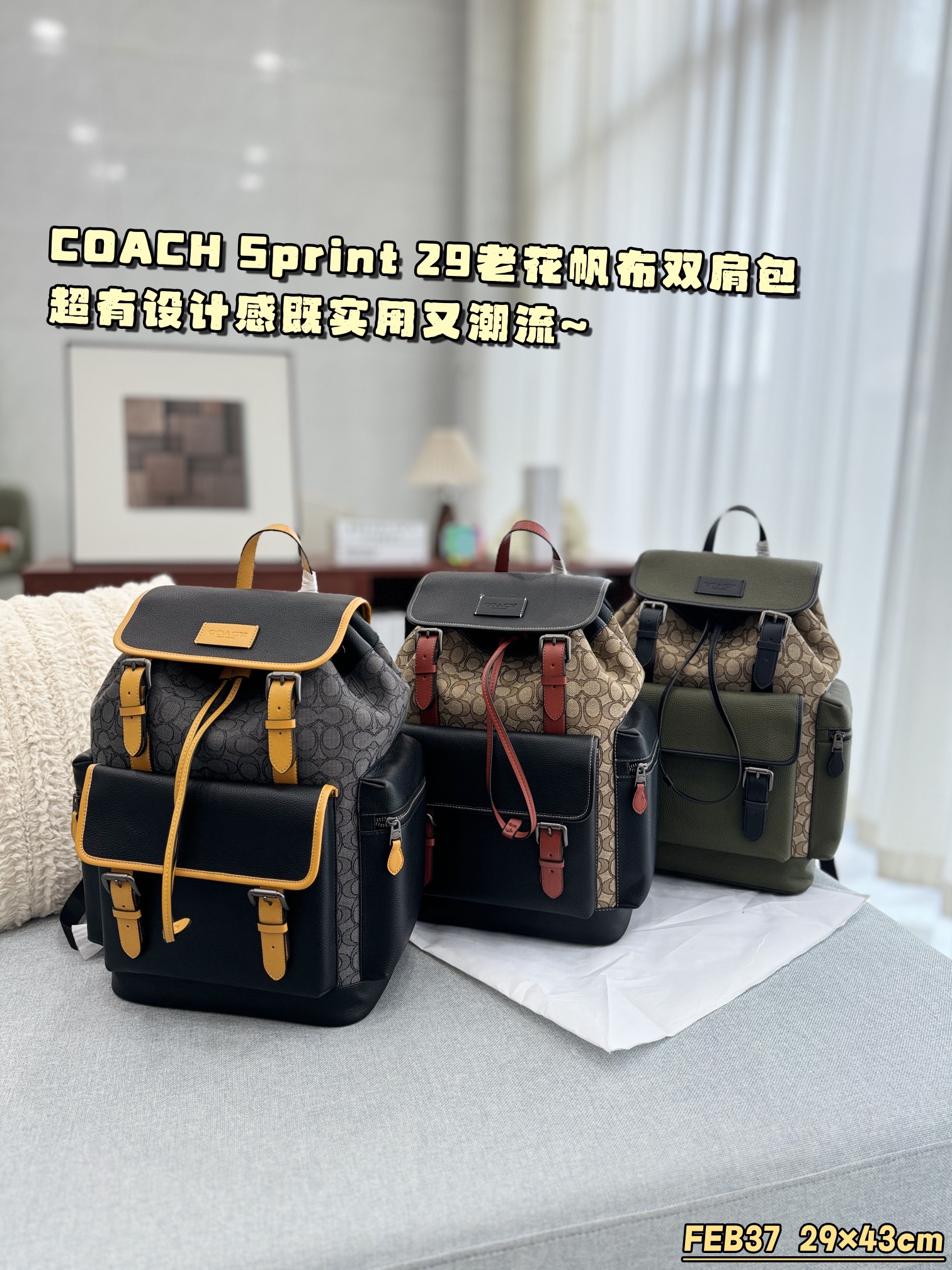 ¿De qué color elegir COACH Coach Sprint 29 Old Flower Mochila de lona mochila bandolera.