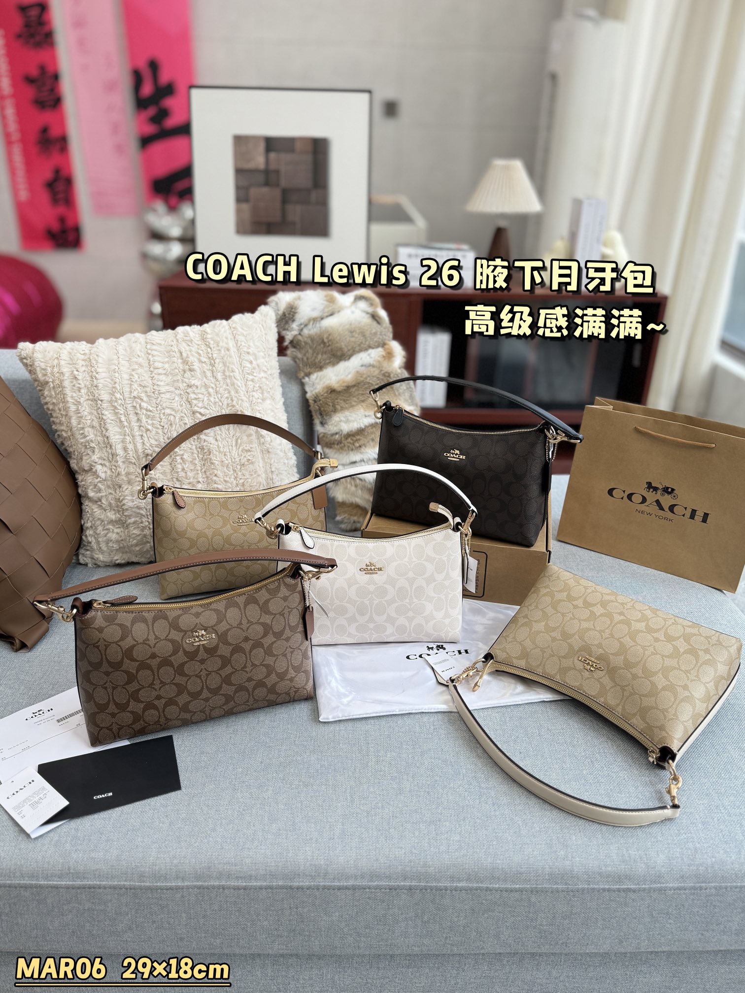 ¿De qué color elegir COACH Coach Lewis 26 Cremallera Media Luna Bolsa Tote Hombro Crossbody Bolsa ba