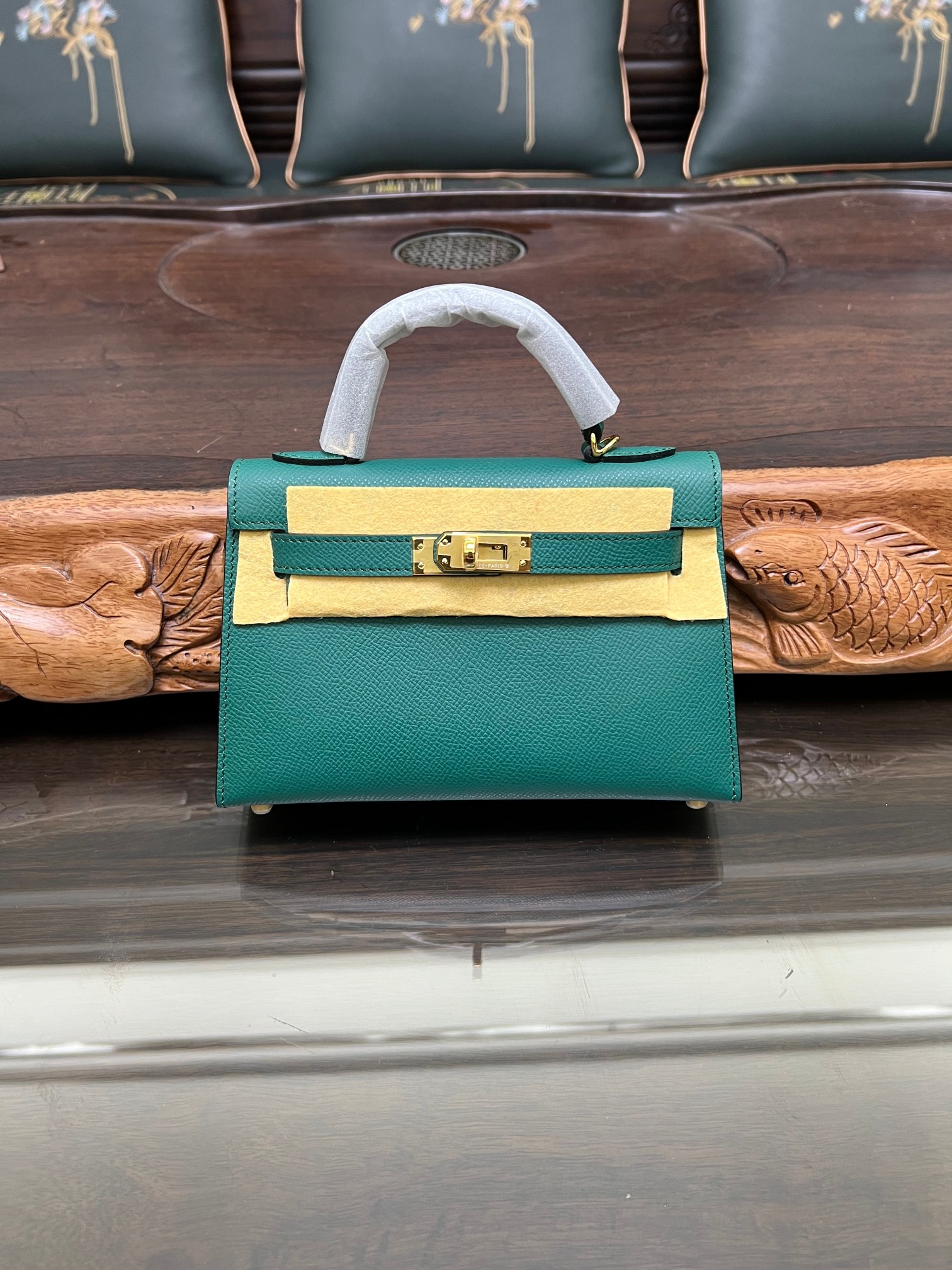 Hermes Kelly Bolsas Sacos de corpo cruzado & Ombro Designer de melhor qualidade
 Verde Hardware Prata Epsom Mini