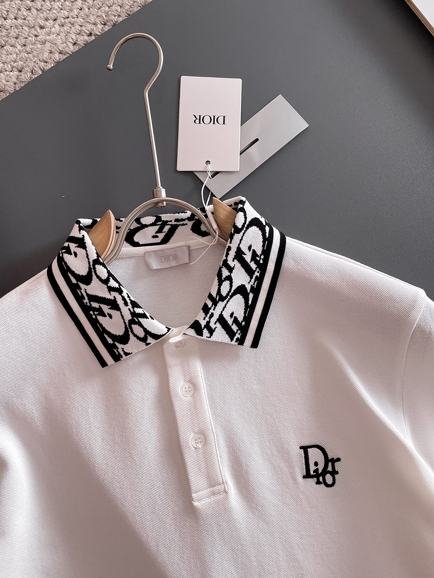 迪奥新款网眼珠地棉布翻领短Tee，男士经典标识刺绣商务休闲短袖Polo衫，客供面料进口100%密织珠地棉