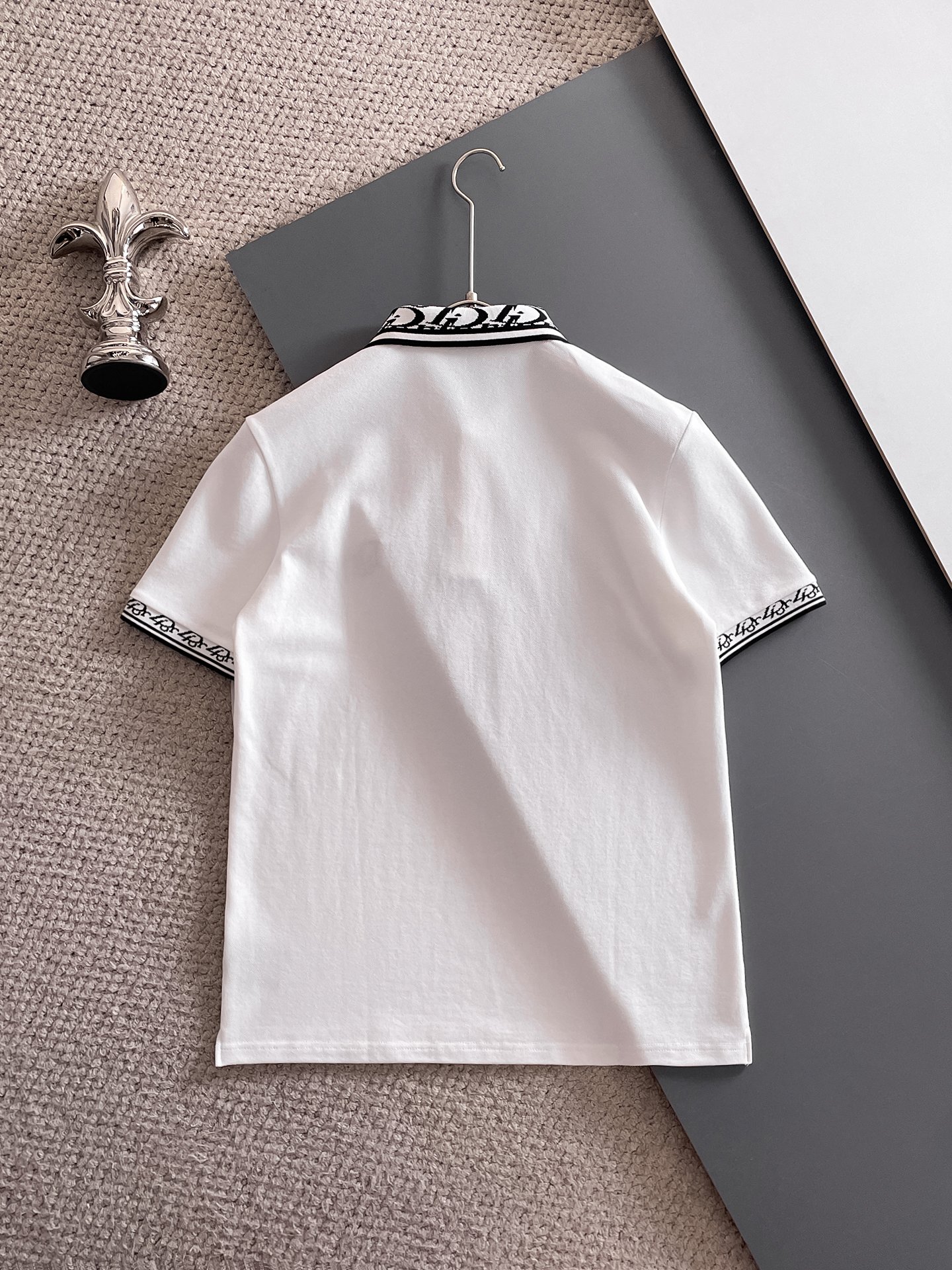 迪奥新款网眼珠地棉布翻领短Tee，男士经典标识刺绣商务休闲短袖Polo衫，客供面料进口100%密织珠地棉