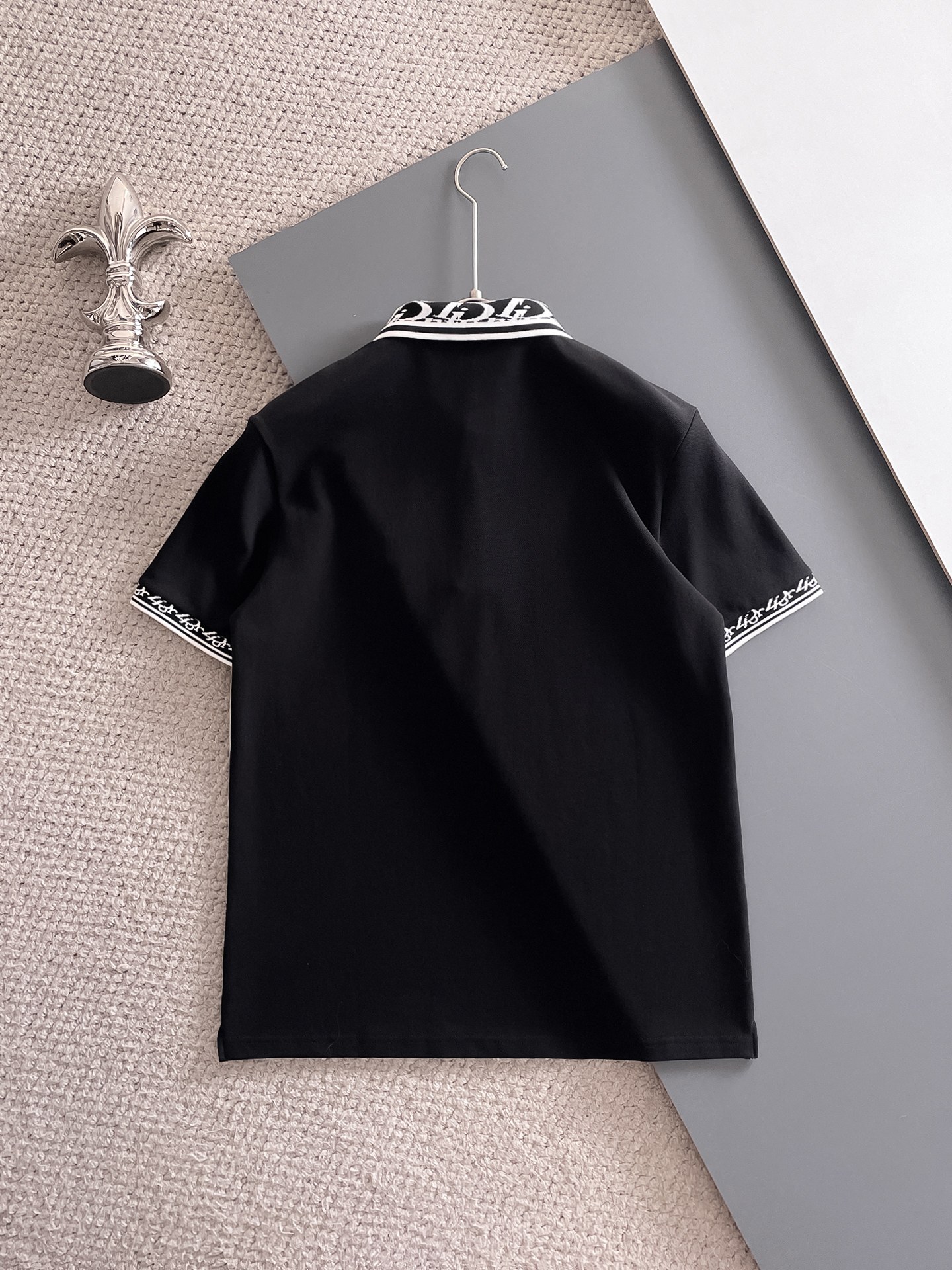 迪奥新款网眼珠地棉布翻领短Tee，男士经典标识刺绣商务休闲短袖Polo衫，客供面料进口100%密织珠地棉