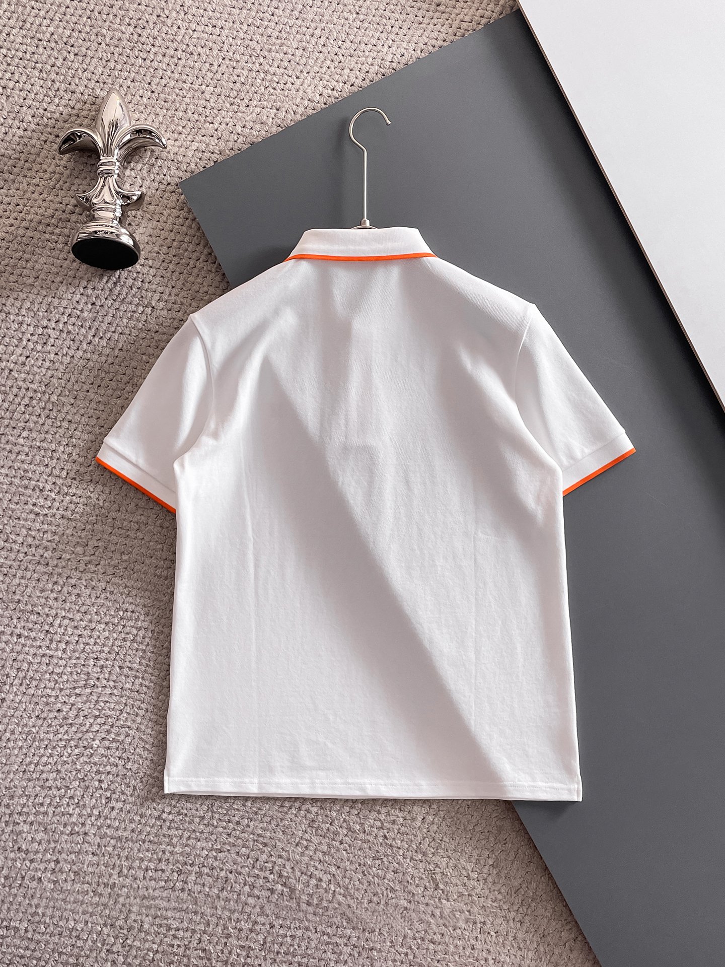 爱马仕新款网眼珠地棉布翻领短Tee，男士经典标识刺绣商务休闲短袖Polo衫，客供面料进口100%密织珠地