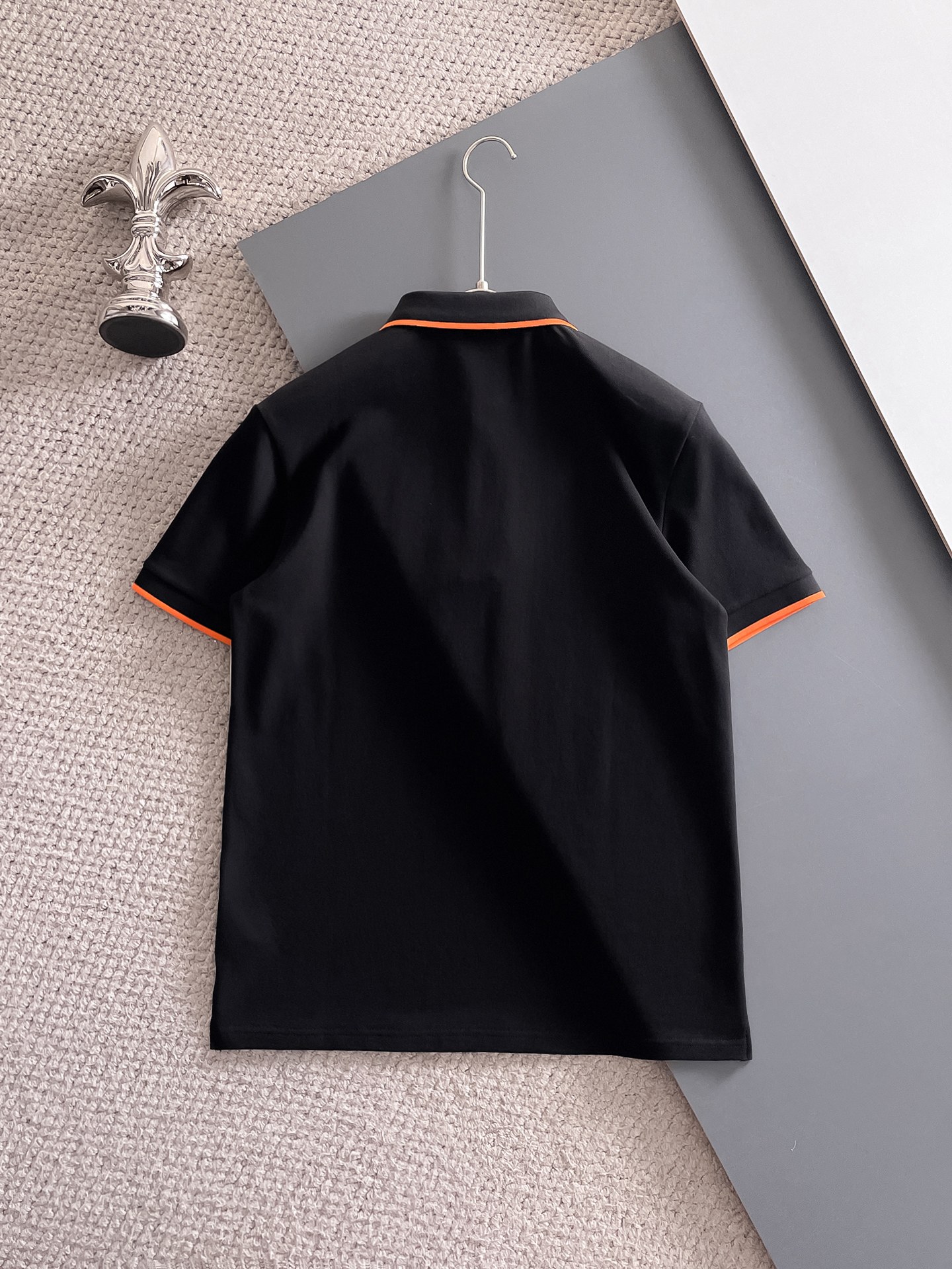 爱马仕新款网眼珠地棉布翻领短Tee，男士经典标识刺绣商务休闲短袖Polo衫，客供面料进口100%密织珠地