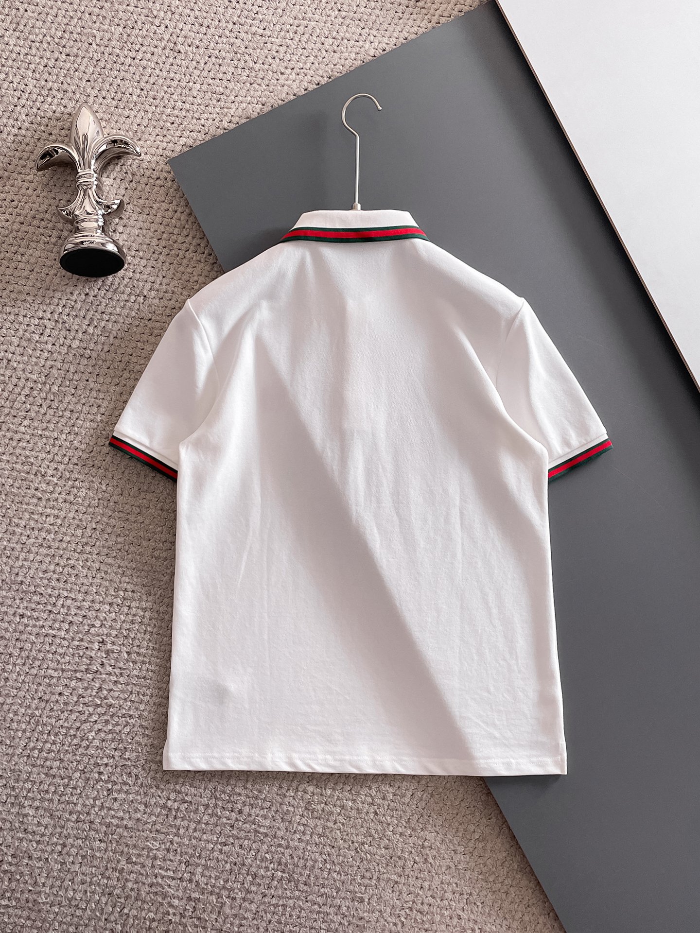 古驰新款网眼珠地棉布翻领短Tee，男士经典标识刺绣商务休闲短袖Polo衫，客供面料进口100%密织珠地棉