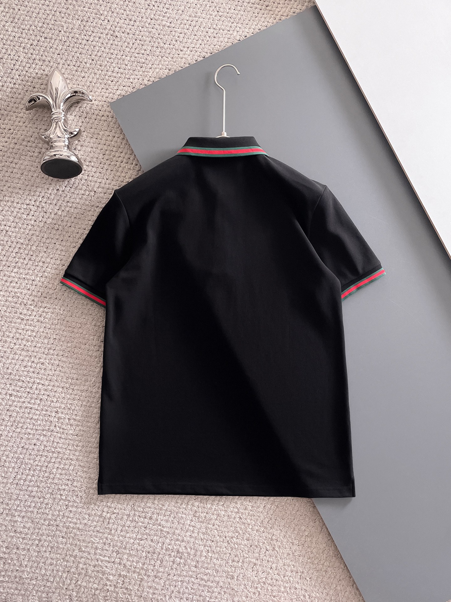 古驰新款网眼珠地棉布翻领短Tee，男士经典标识刺绣商务休闲短袖Polo衫，客供面料进口100%密织珠地棉