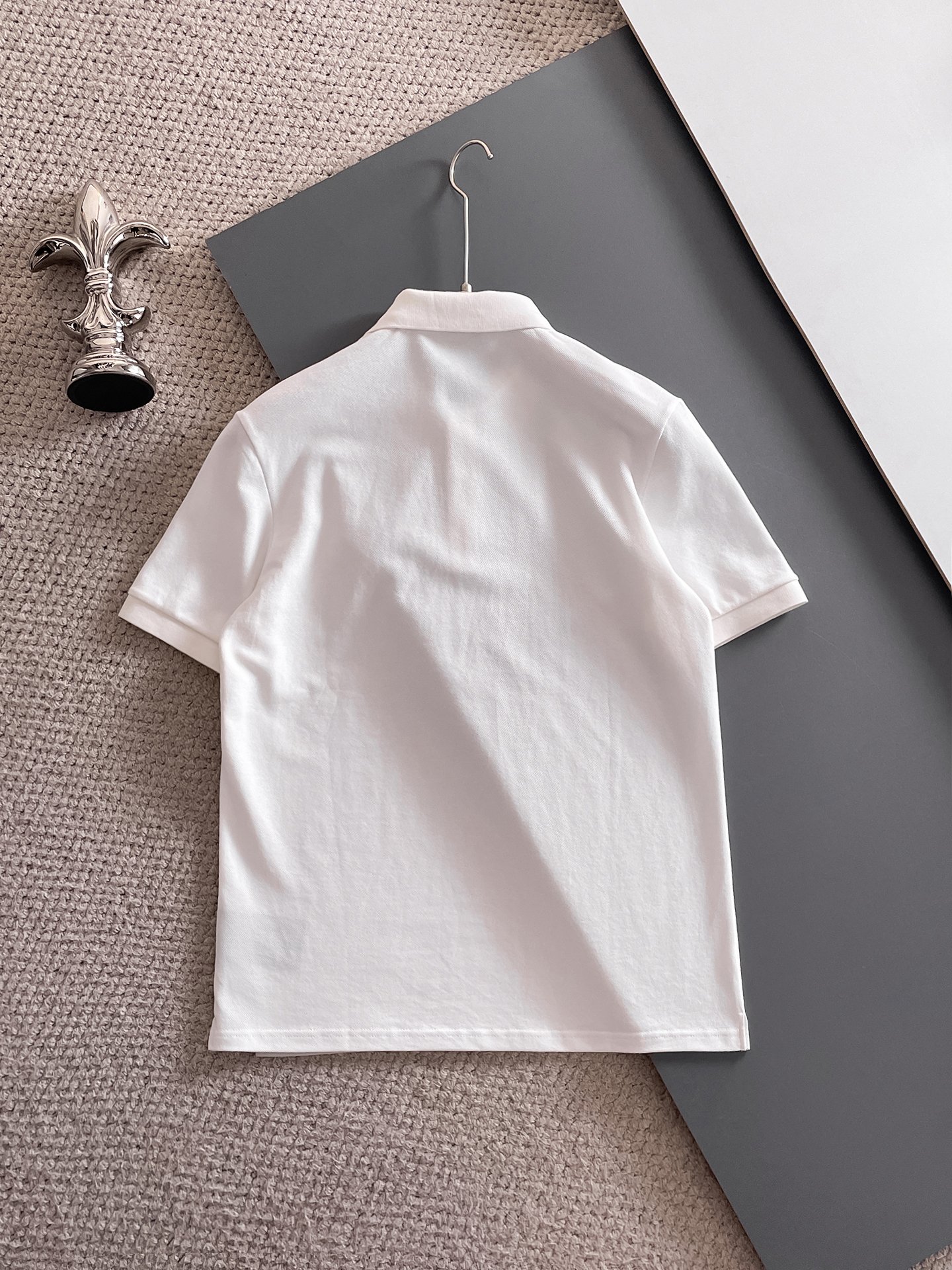 普拉达新款网眼珠地棉布翻领短Tee，男士经典标识刺绣商务休闲短袖Polo衫，客供面料进口100%密织珠地