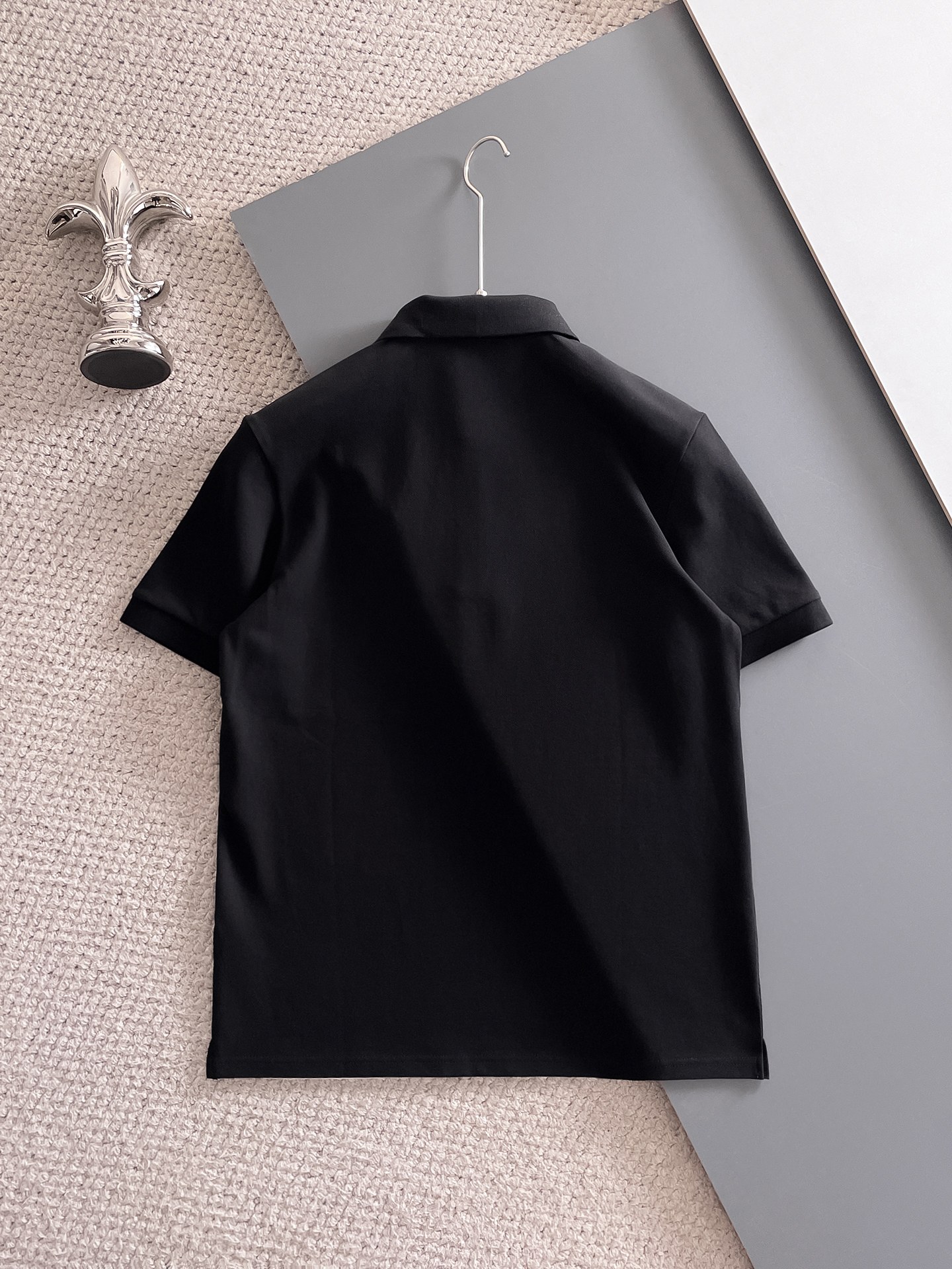 普拉达新款网眼珠地棉布翻领短Tee，男士经典标识刺绣商务休闲短袖Polo衫，客供面料进口100%密织珠地