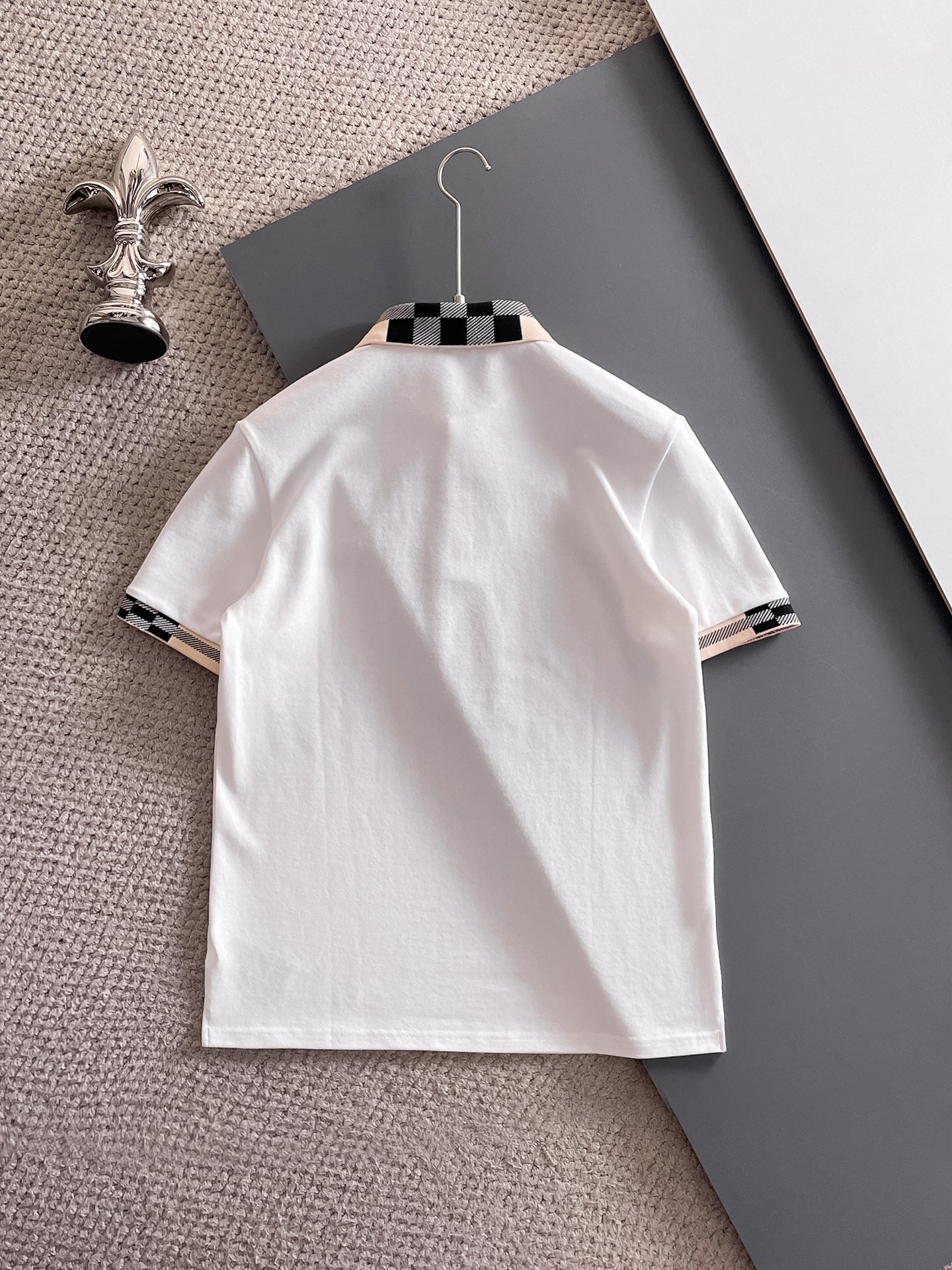 巴宝莉新款网眼珠地棉布翻领短Tee，男士经典标识刺绣商务休闲短袖Polo衫，客供面料进口100%密织珠地