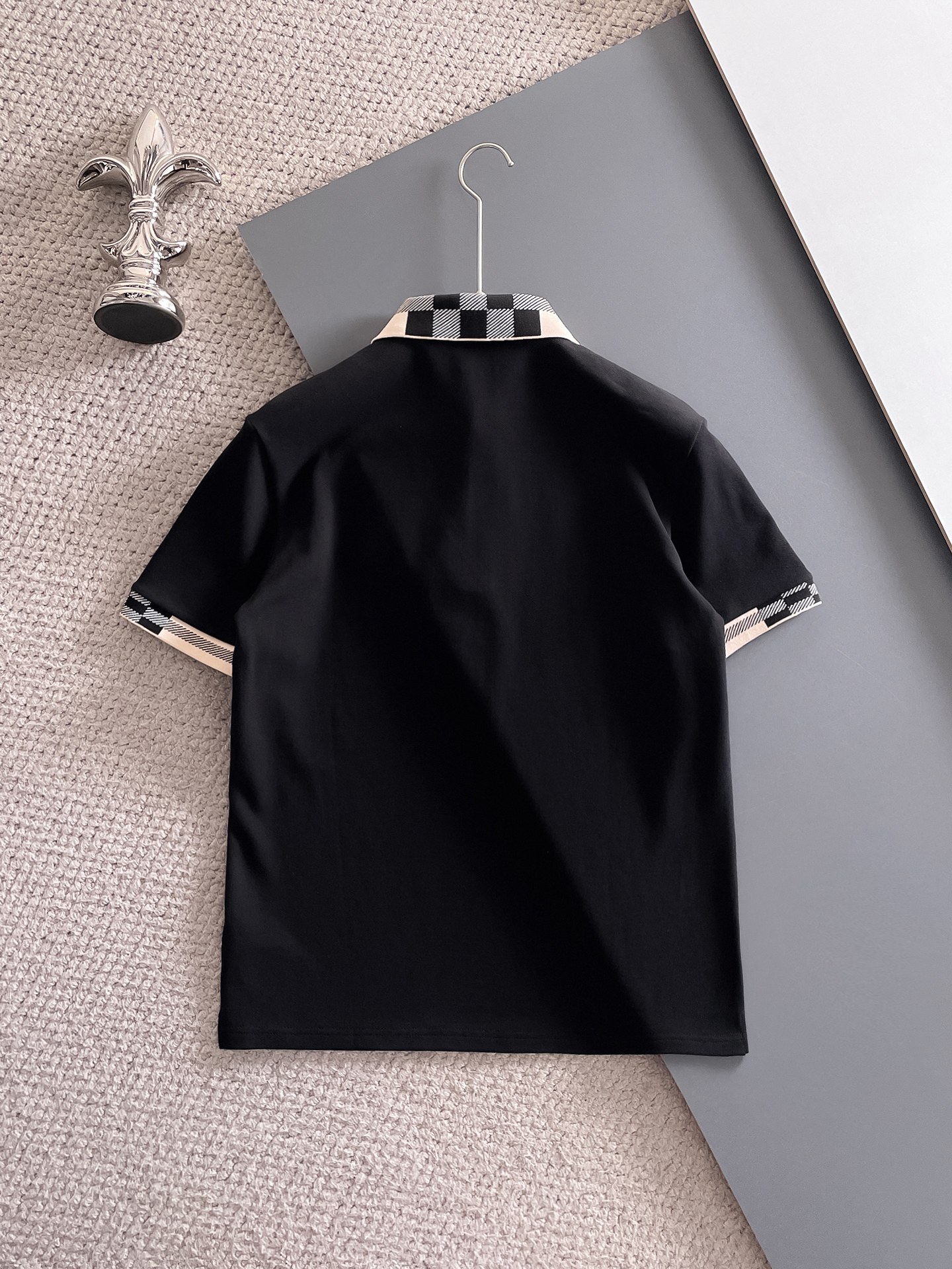 巴宝莉新款网眼珠地棉布翻领短Tee，男士经典标识刺绣商务休闲短袖Polo衫，客供面料进口100%密织珠地