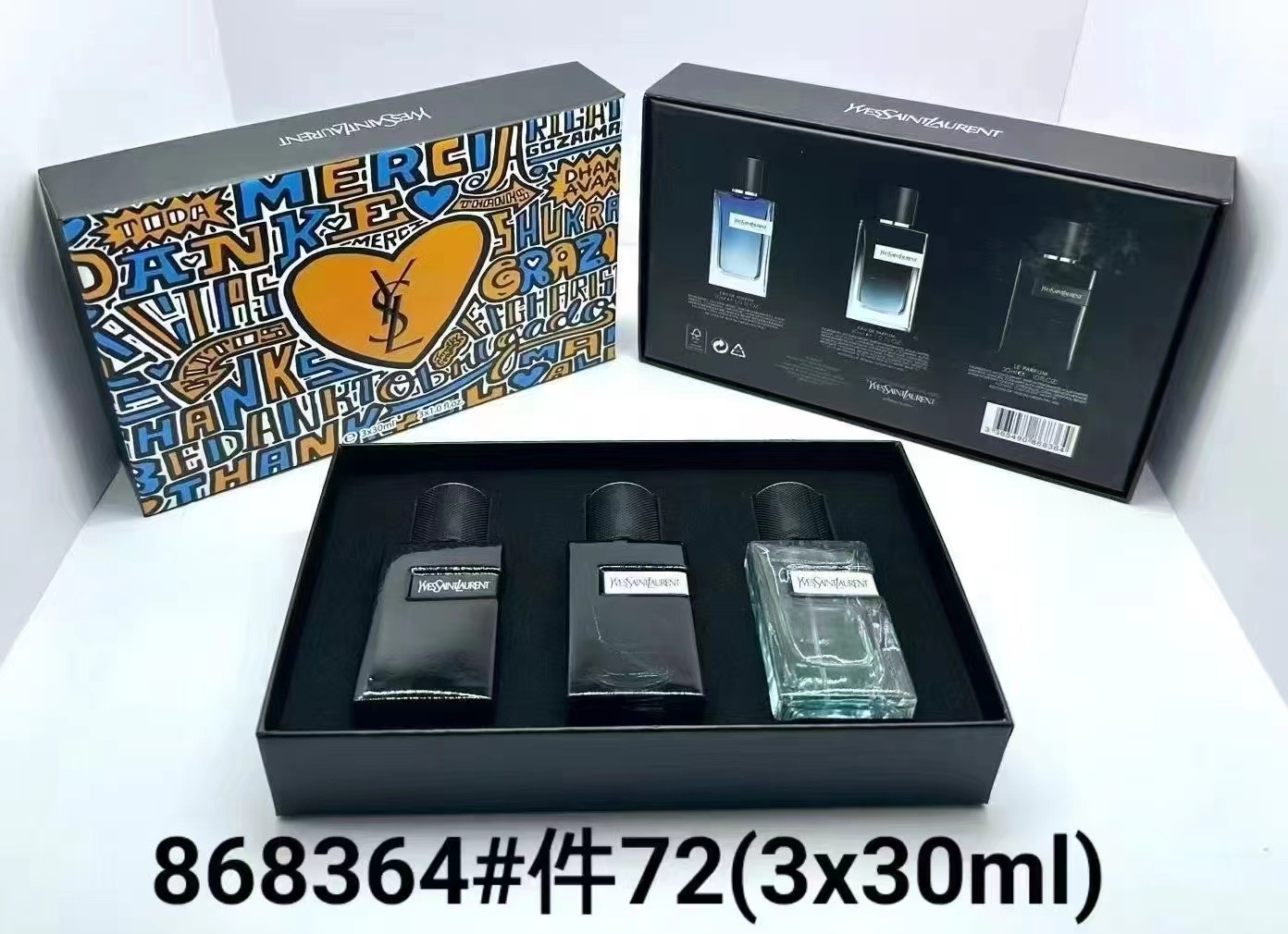 868364 Set de 3 miniaturas de perfume masculino YSL Y 30ml! Incluye: 3*30ml con pulverizador.