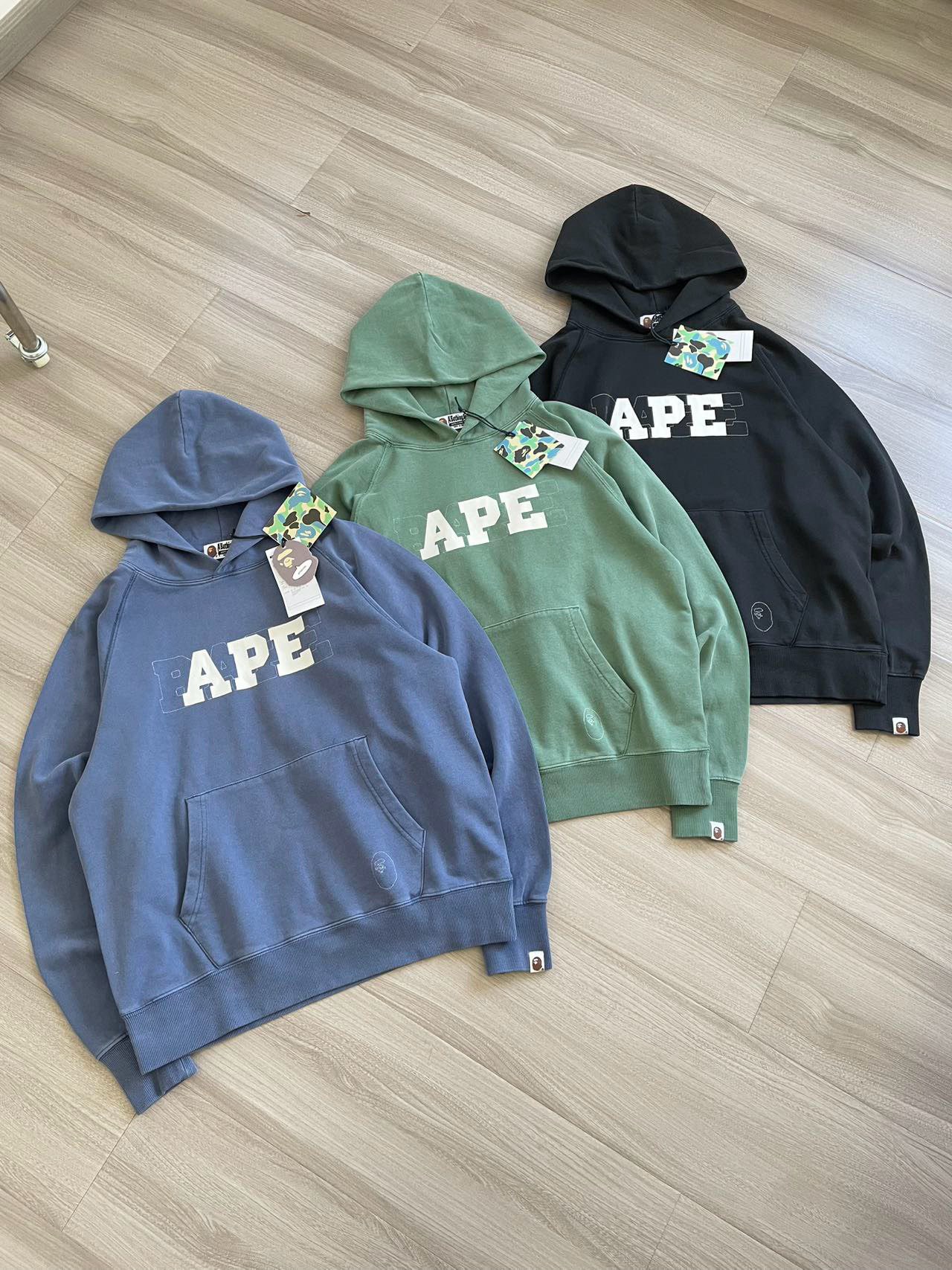 BAPE Washed Ape Logo Hoodie, 420G Cotton Fleece, Streetwear Style
