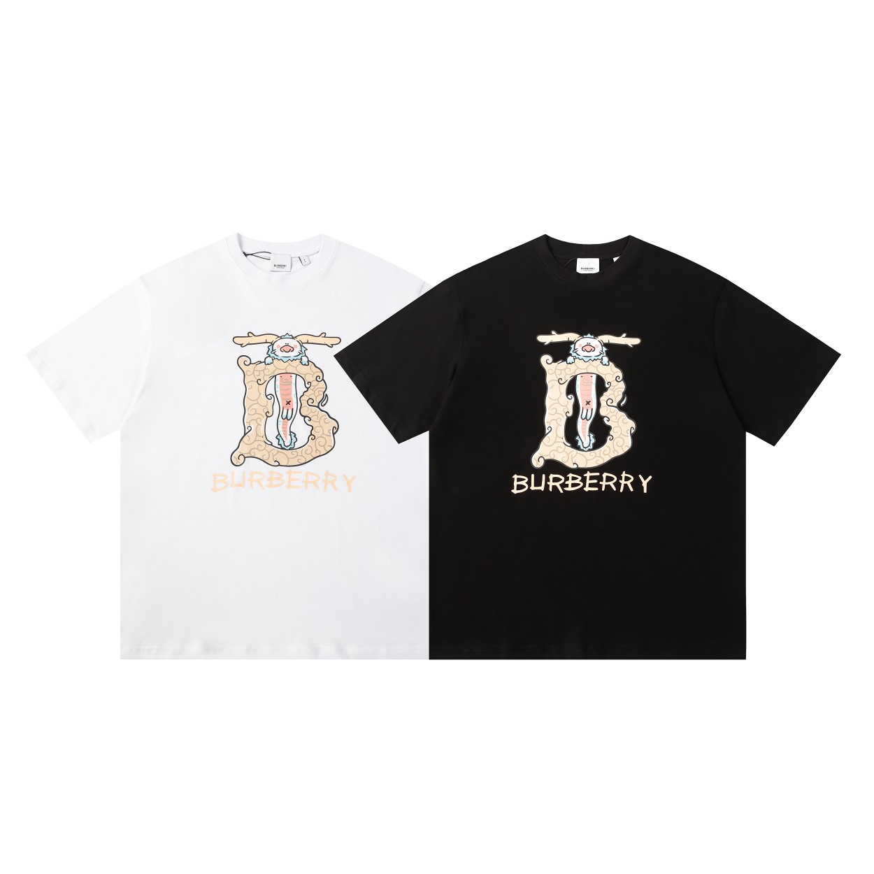 BURBERRY 24SS nueva camiseta de manga corta con cuello redondo y estampado de dragón infantil, diseñada por un maestro.…