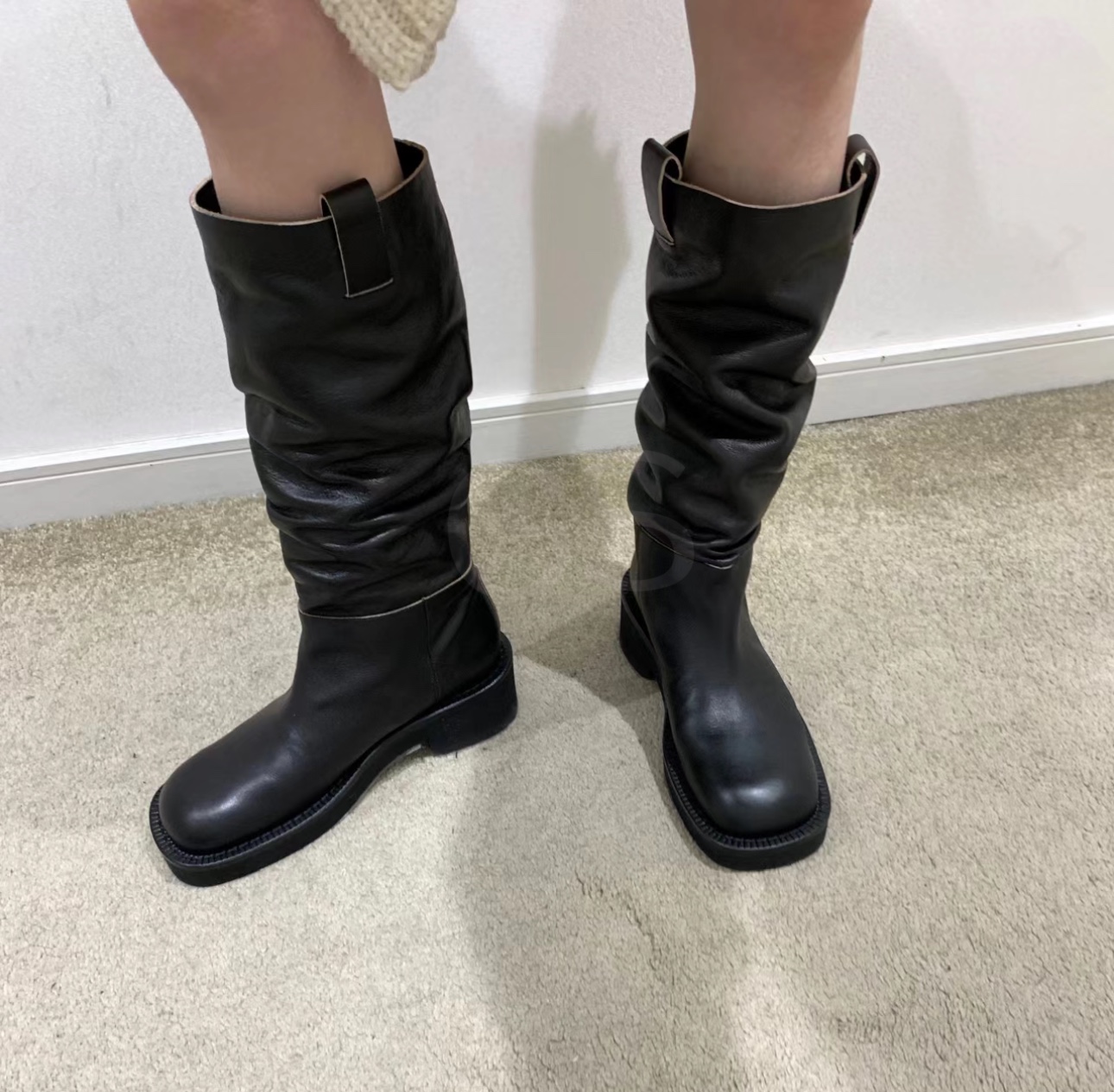 MM6 23/Autumn Winter Boots: Hidden, Wrinkled, Oxy-Skin, Comfortable, Black, Customized Calf Skin - 图片 9