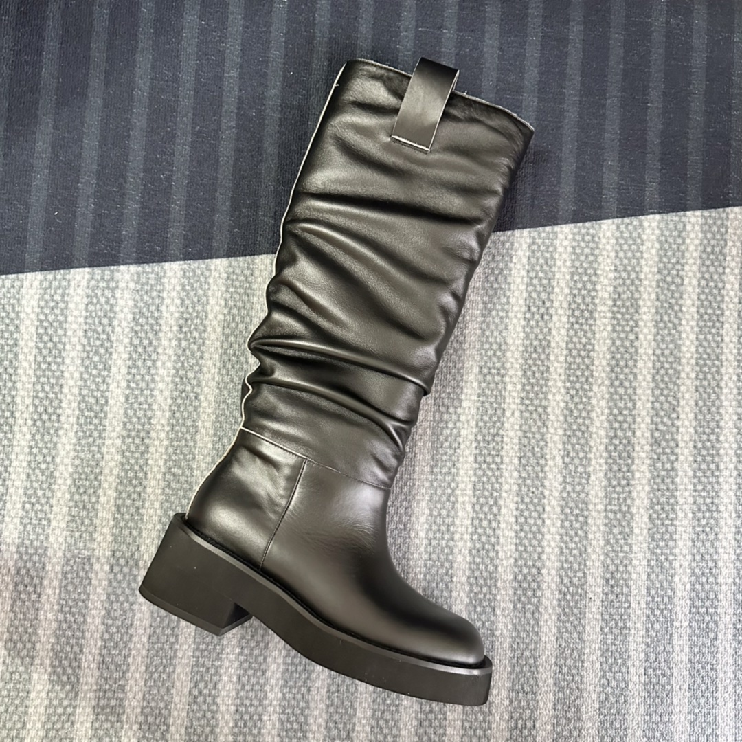 MM6 23/Autumn Winter Boots: Hidden, Wrinkled, Oxy-Skin, Comfortable, Black, Customized Calf Skin - 图片 8