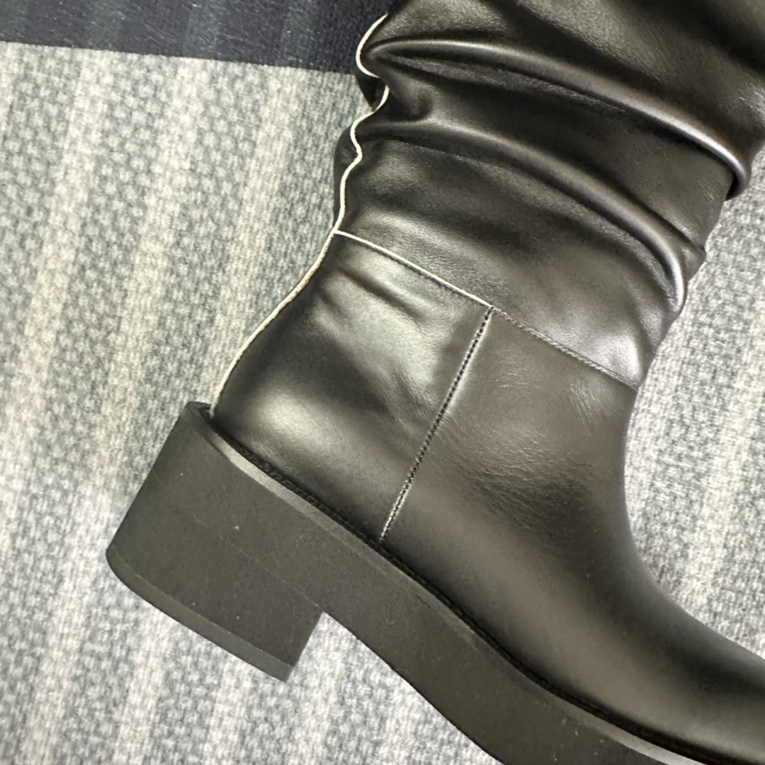 MM6 23/Autumn Winter Boots: Hidden, Wrinkled, Oxy-Skin, Comfortable, Black, Customized Calf Skin - 图片 5