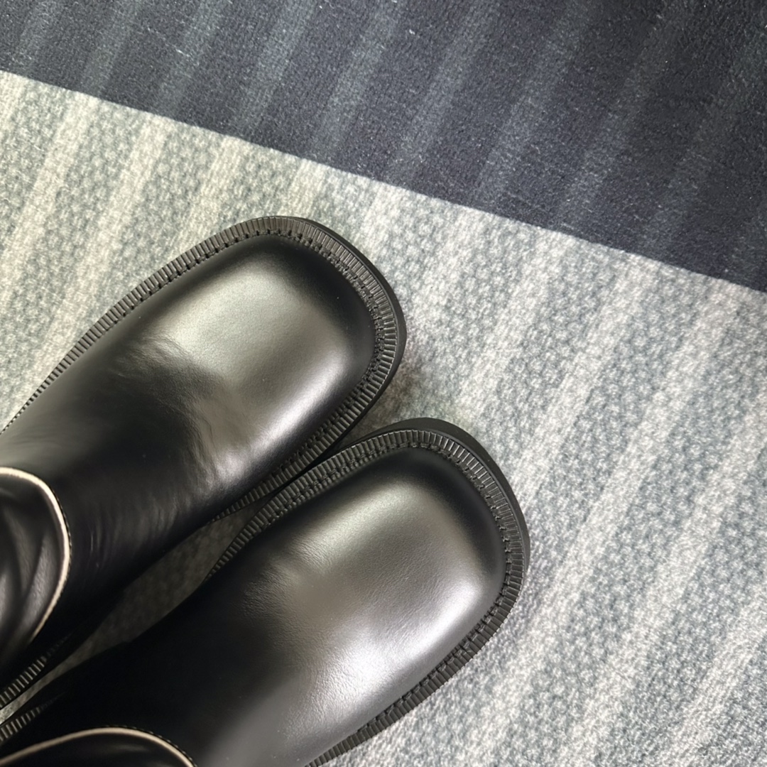 MM6 23/Autumn Winter Boots: Hidden, Wrinkled, Oxy-Skin, Comfortable, Black, Customized Calf Skin - 图片 6