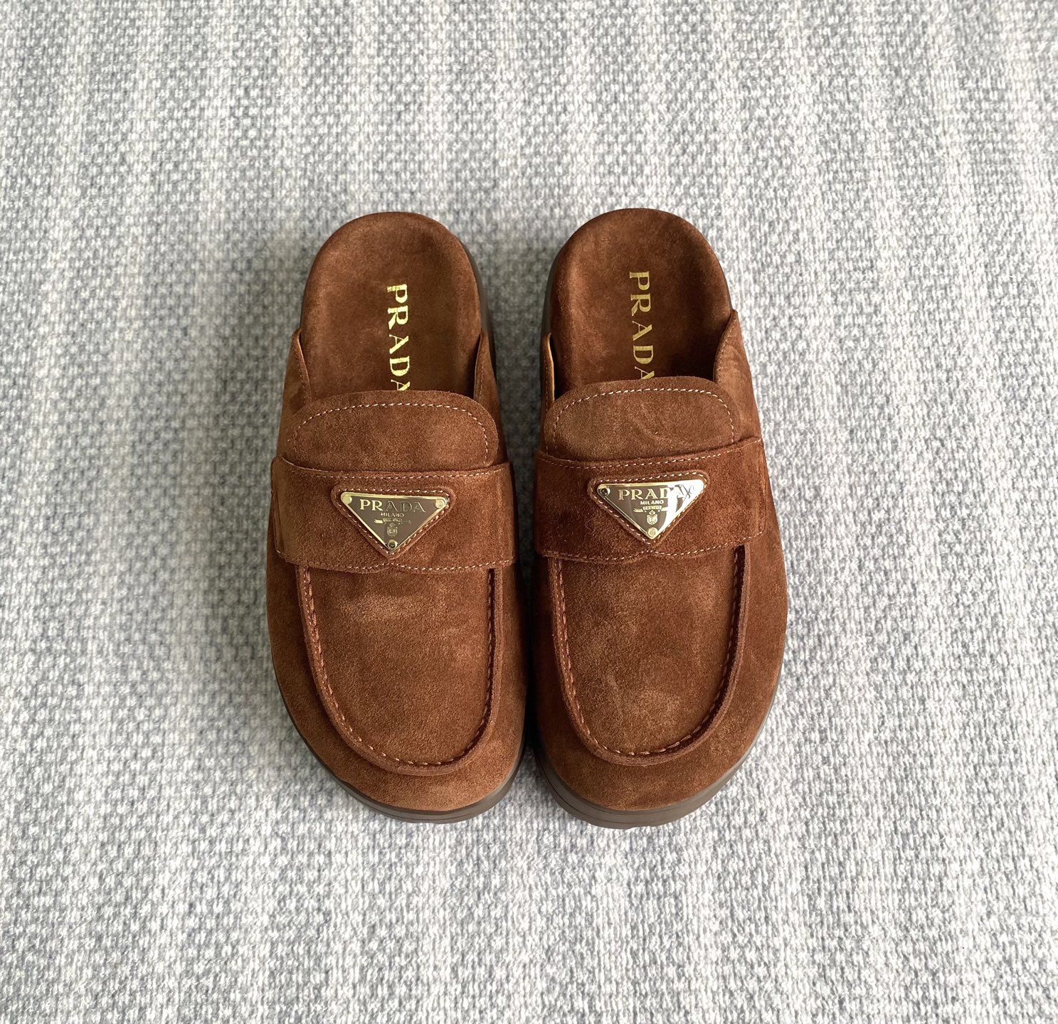 PRADA 半拖 麂皮 樂福鞋