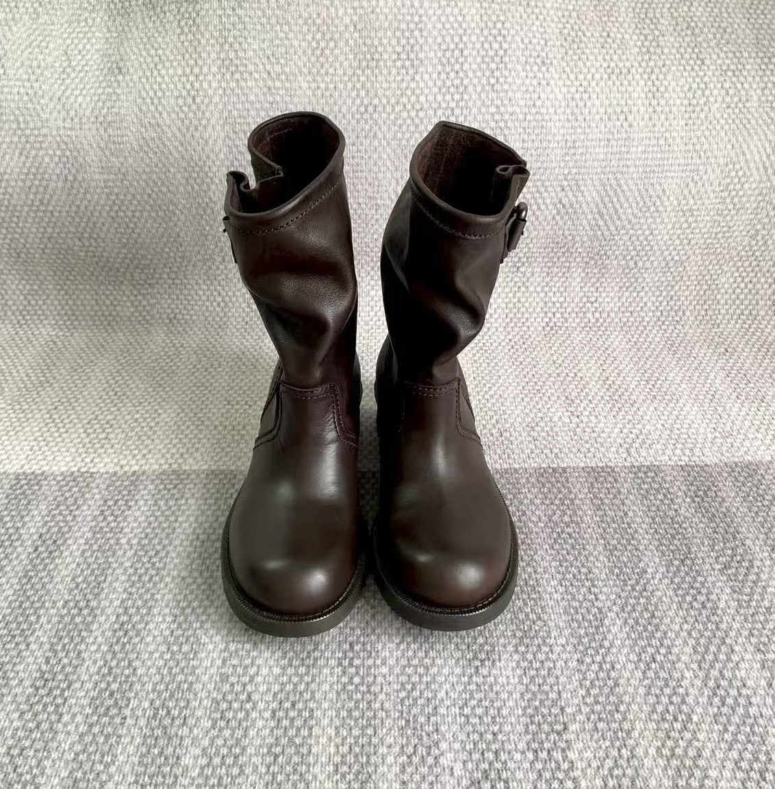 PRADA Ankle Boots Leather Brown Slouch Boots