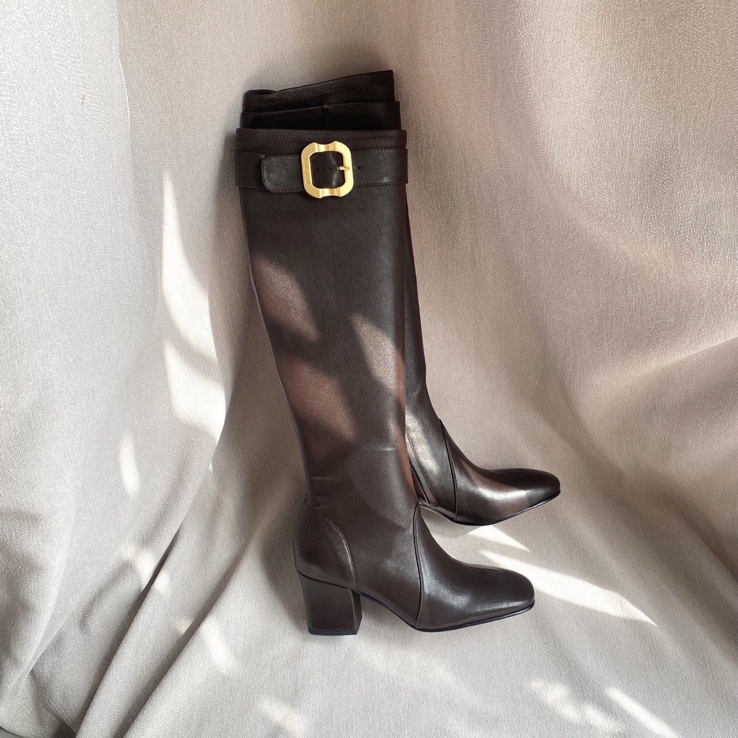 Brown Buckle Tall Boots