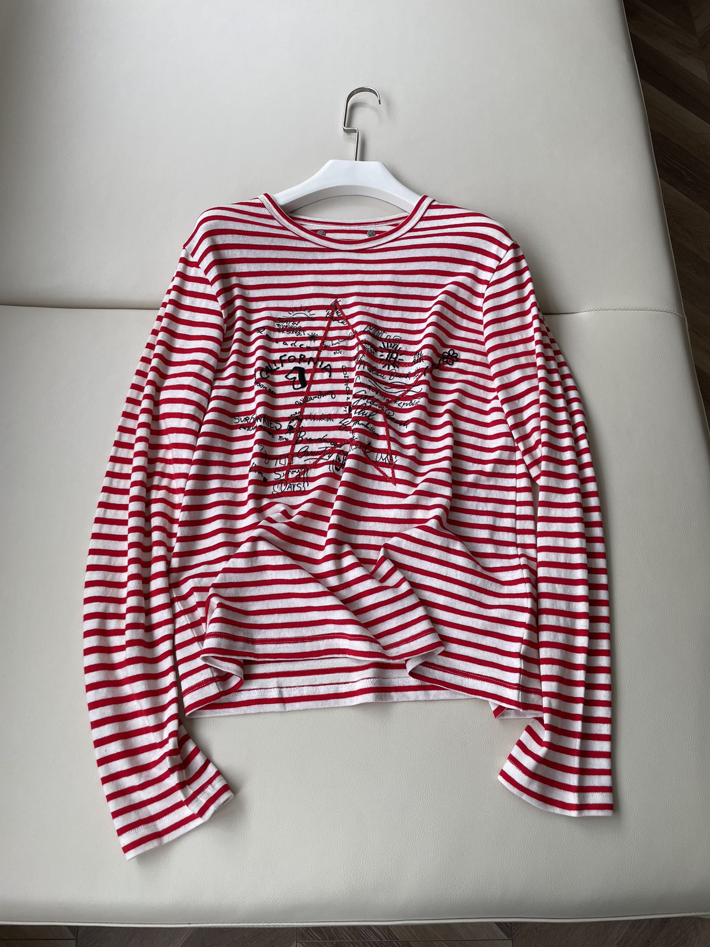 Golden Goose Striped T-shirt with Star Embroidery and Metal Details