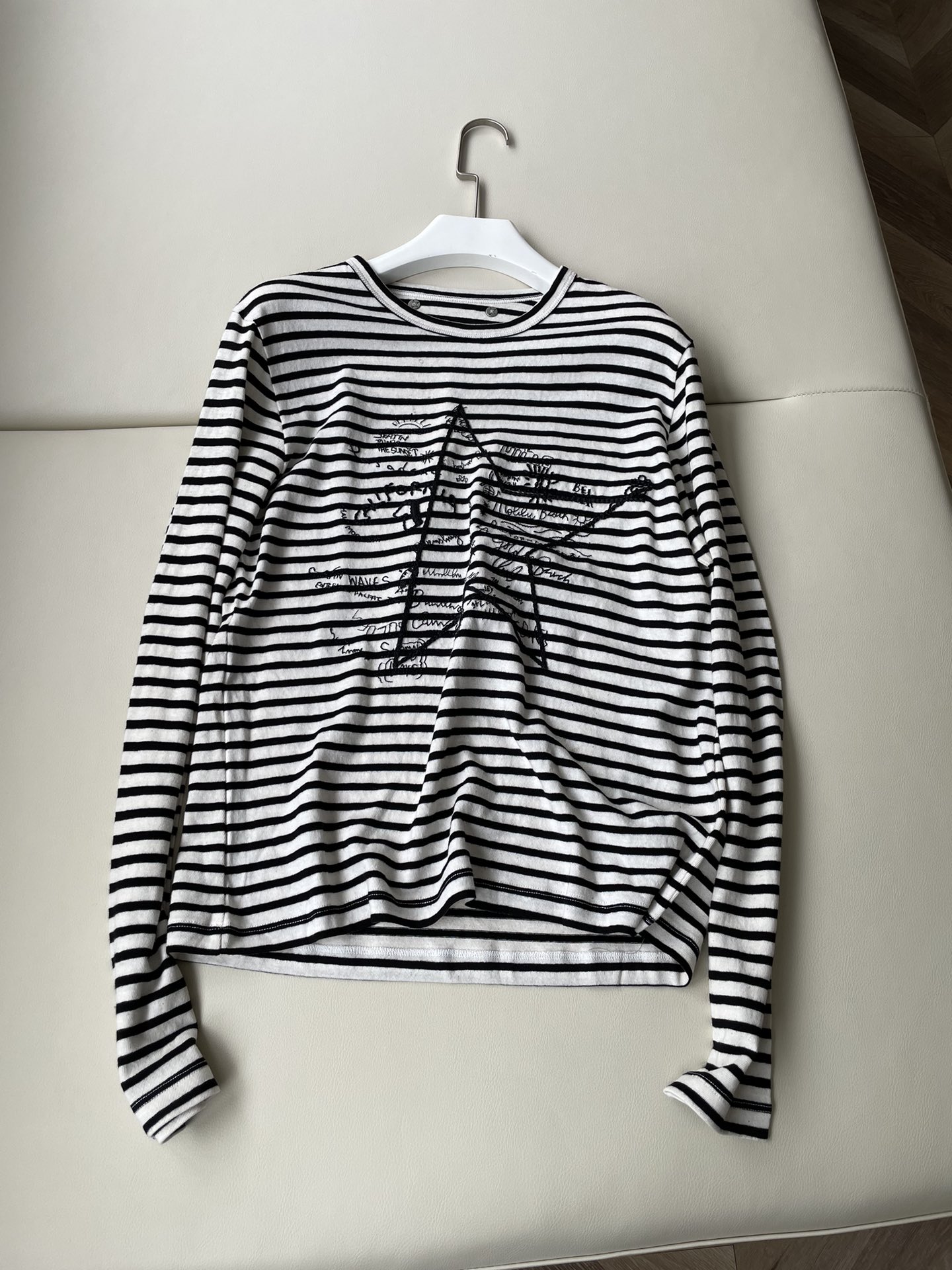 Ms. GOLDENGOOSE Striped Long Sleeve T-Shirt with Unique Details and Fabric Blend
